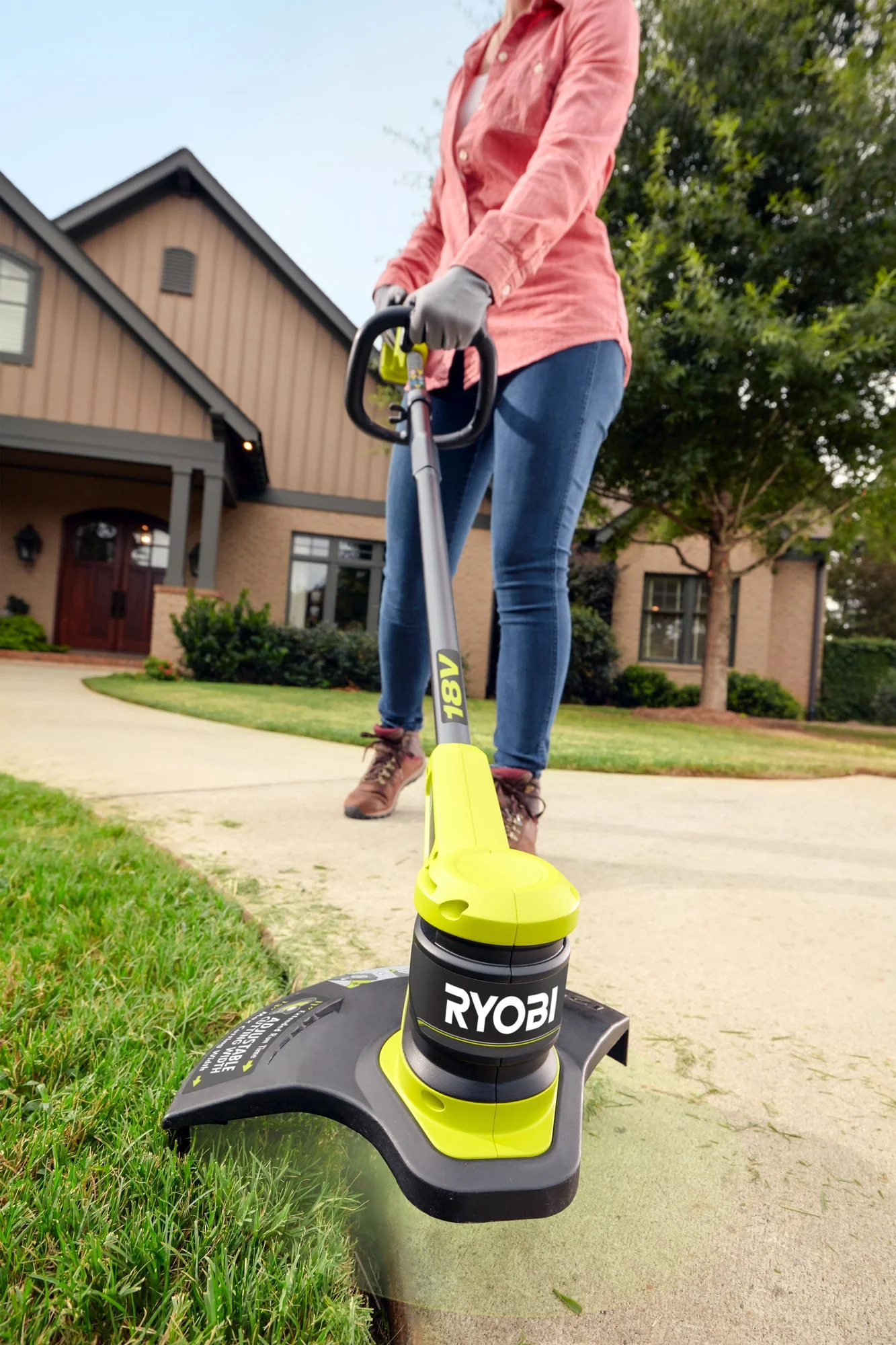 RYOBI ONE+ 18V Lithium-Ion Cordless String Trimmer/Edger (Tool Only, 11"–13" Adjustable Cutting Width) - Image 2