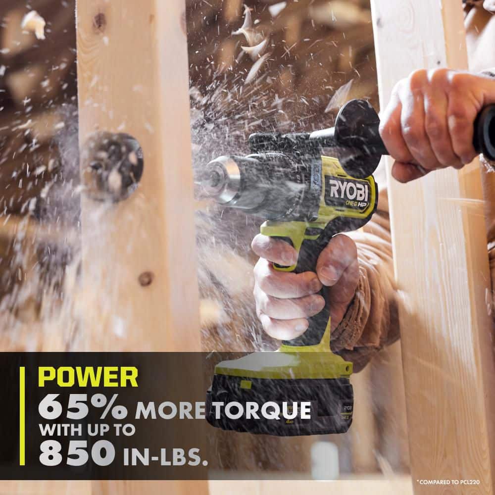 RYOBI ONE+ HP 18V Brushless 1/2 in. Hammer Drill/Driver Kit with 4.0Ah HIGH PERFORMANCE Battery, Charger and Bag - Image 5