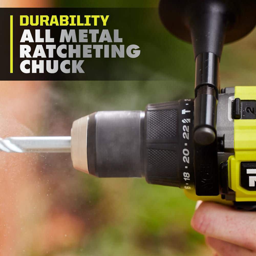 RYOBI ONE+ HP 18V Brushless 1/2 in. Hammer Drill/Driver Kit with 4.0Ah HIGH PERFORMANCE Battery, Charger and Bag - Image 8