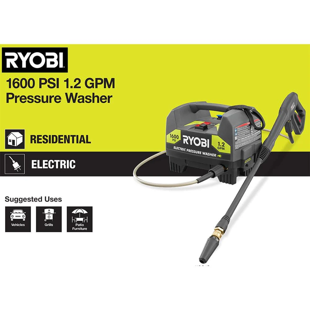 RYOBI Reconditioned 1600 PSI 1.2 GPM Corded Electric Pressure Washer (RY141612) - Image 3