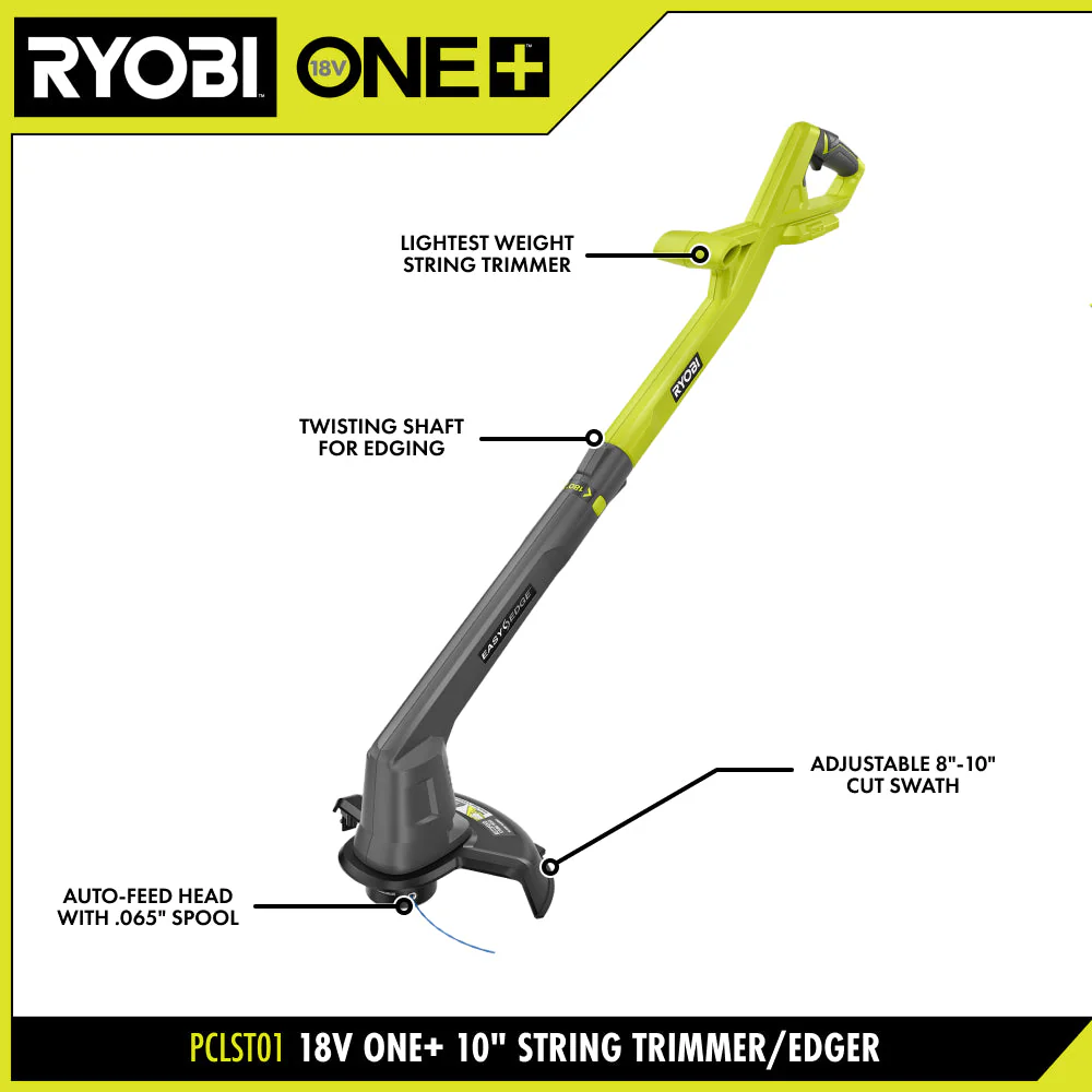 RYOBI Reconditioned ONE+ 18V Lithium-Ion Cordless String Trimmer/Edger Kit (Adjustable 8"–10" Cut Swath) - Image 3
