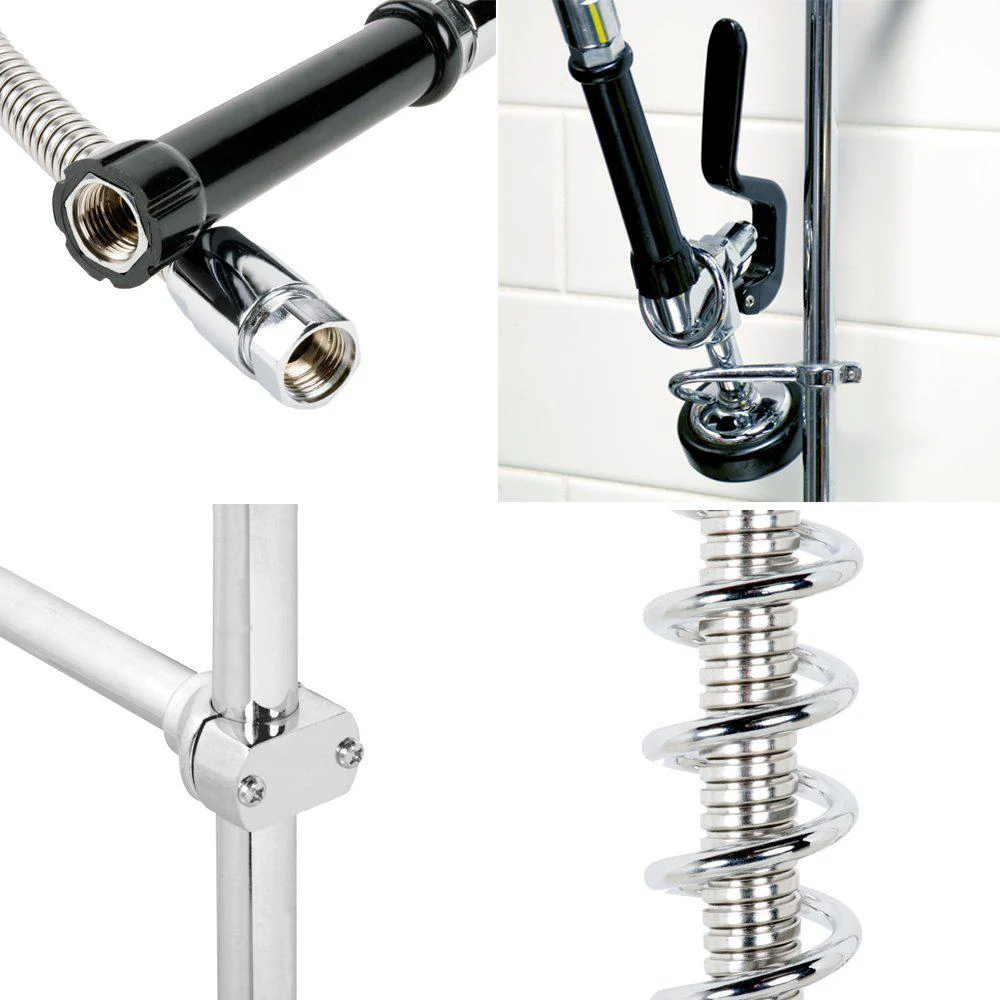 SABA Chrome 3-Handle Deck-Mount Utility Faucet with Pulldown Sprayer - Image 6