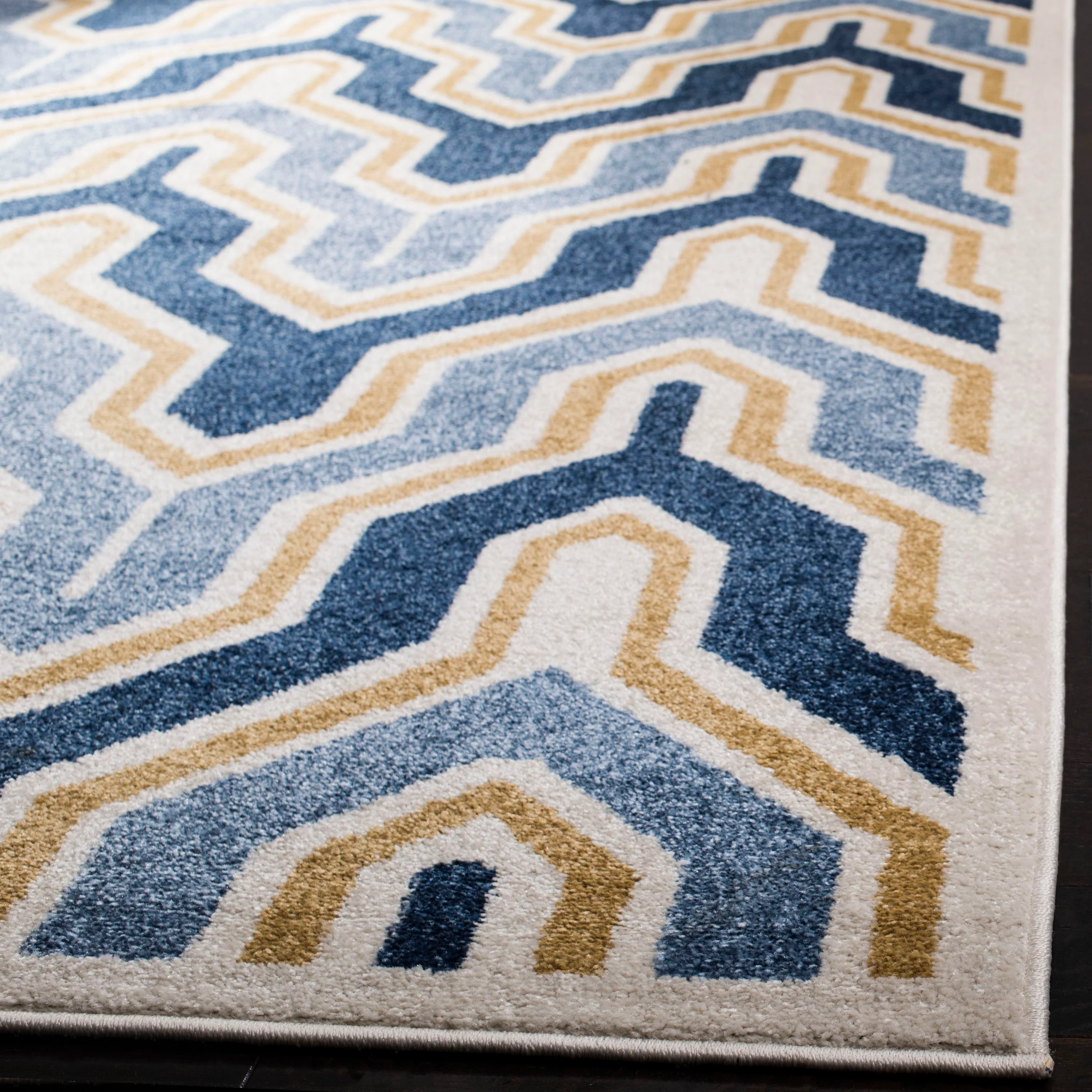 Safavieh Amherst Barkley 3 x 5 Ivory/Gold Indoor/Outdoor Abstract Mid-Century Modern Throw Rug - Image 3
