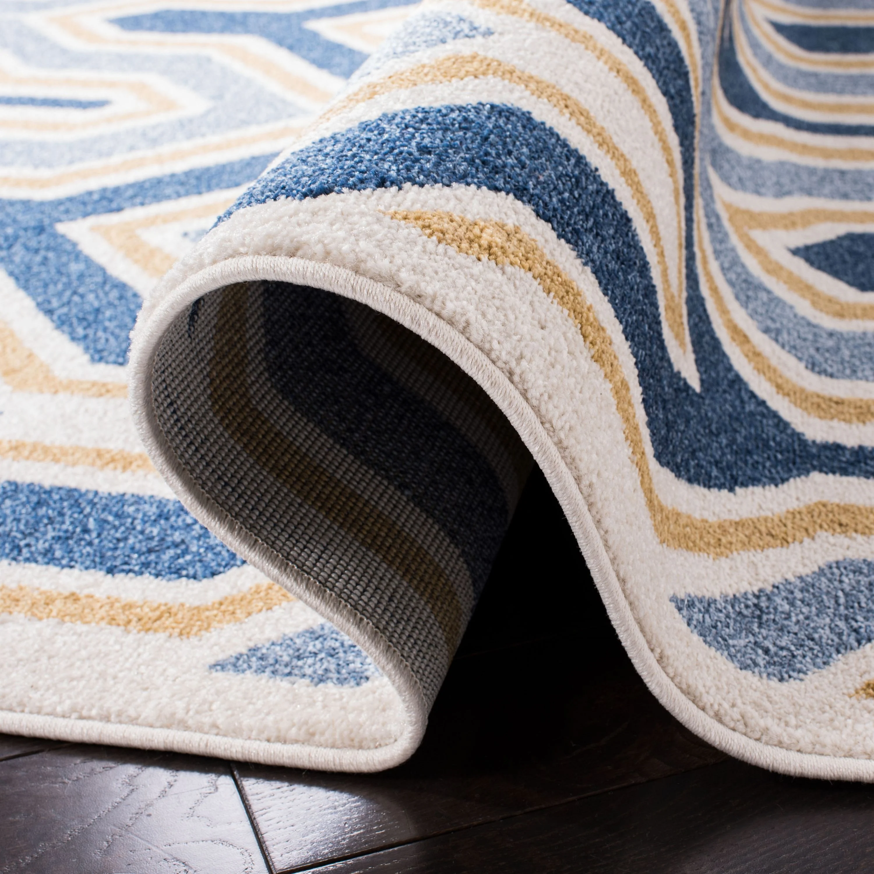Safavieh Amherst Barkley 3 x 5 Ivory/Gold Indoor/Outdoor Abstract Mid-Century Modern Throw Rug - Image 6