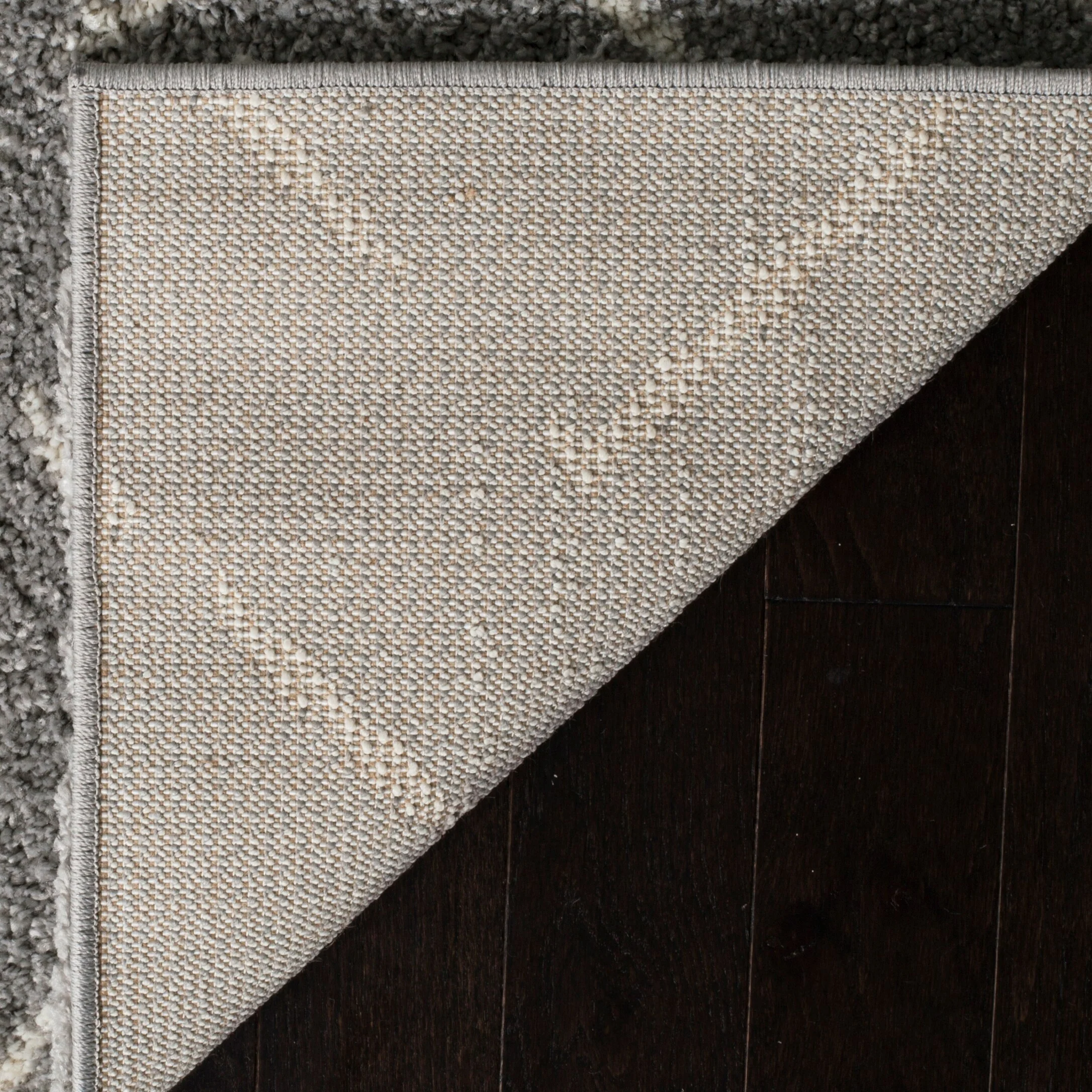 Safavieh Arizona Myra Shag 5 x 5 Gray/Ivory Round Indoor Trellis Moroccan Area Rug - Image 4