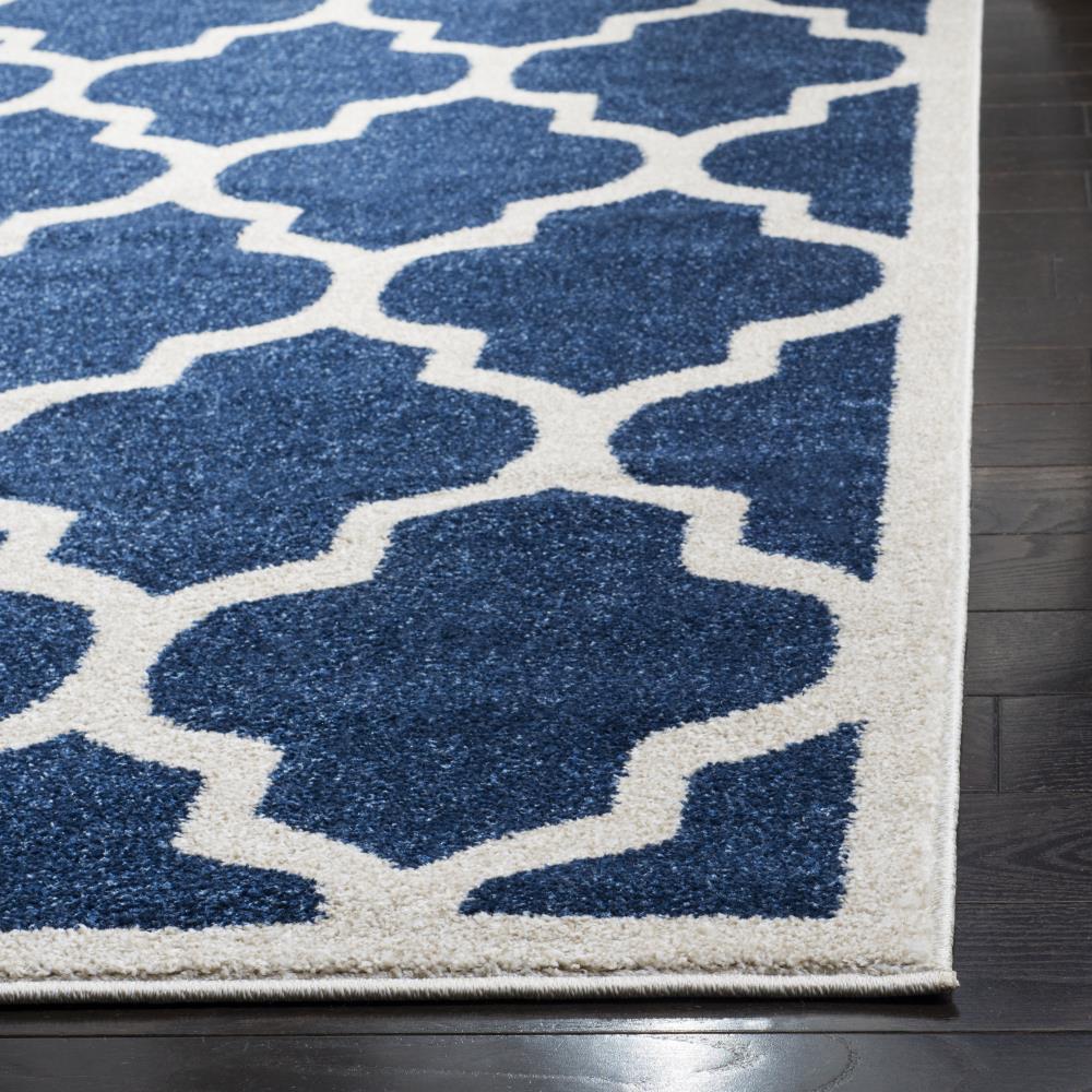 Safavieh Barret 2 x 9 Navy/Beige Indoor/Outdoor Trellis Runner Rug - Image 3