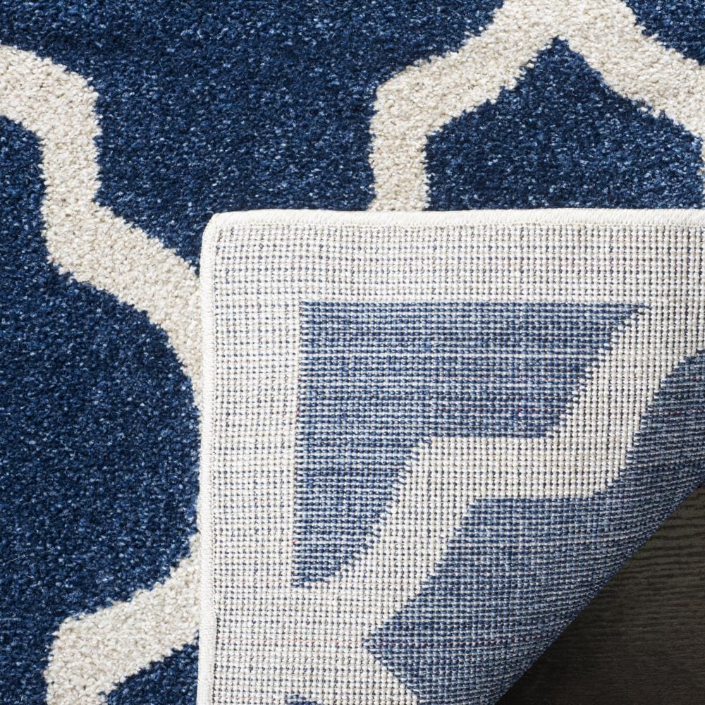 Safavieh Barret 2 x 9 Navy/Beige Indoor/Outdoor Trellis Runner Rug - Image 4
