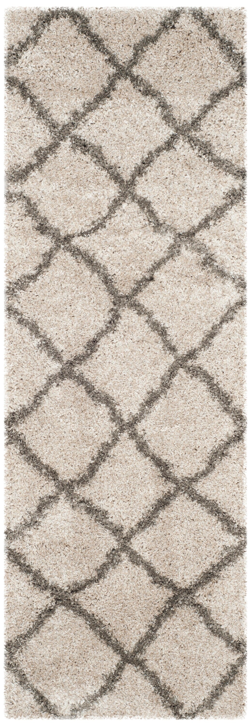 Safavieh Belize Denby Shag 2 x 11 Gray/Taupe Indoor Trellis Moroccan Runner - Image 2