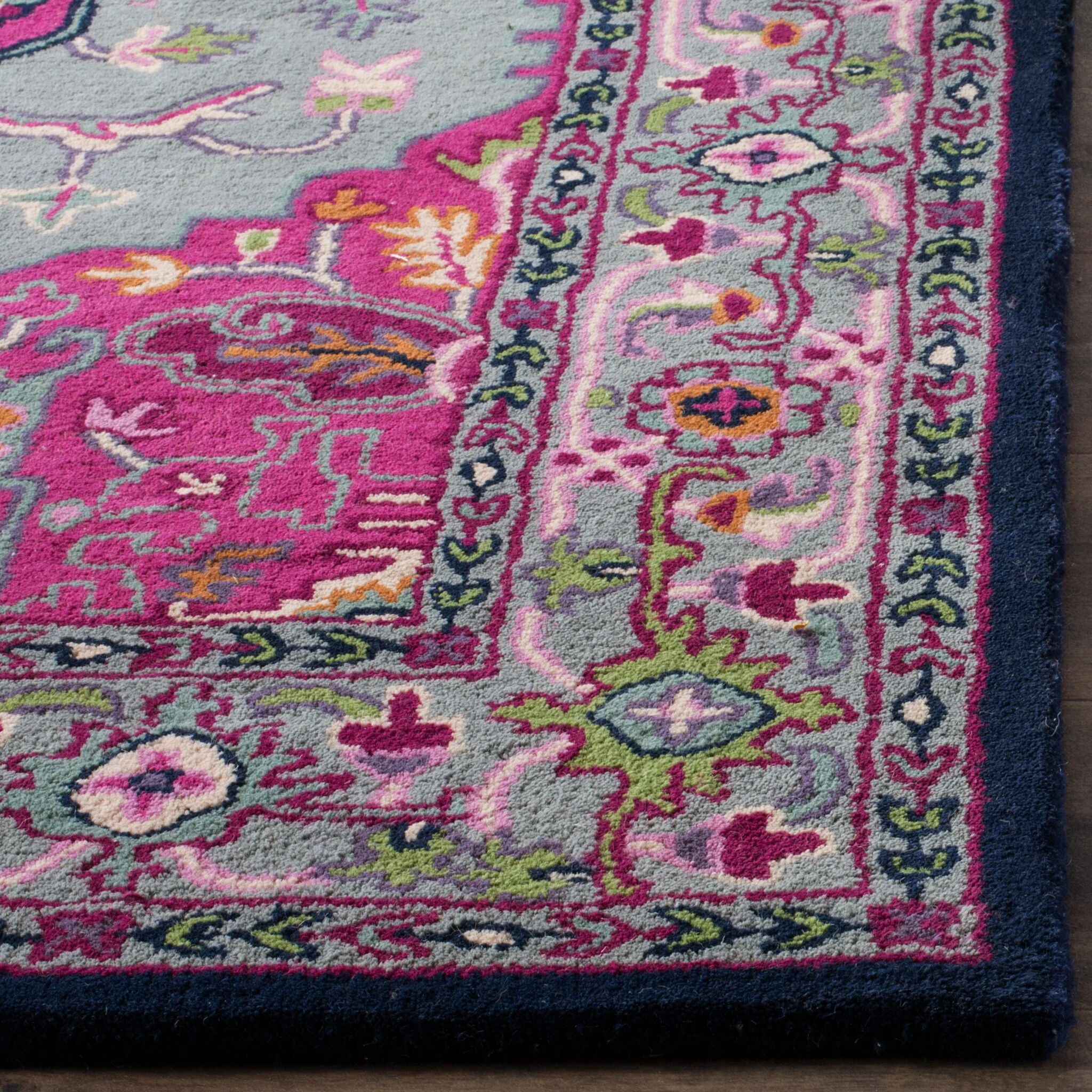 Safavieh Bellagio Elche 2 ft 3 in x 9 ft Gray/Pink Indoor Floral/Botanical Oriental Handcrafted Runner - Image 2