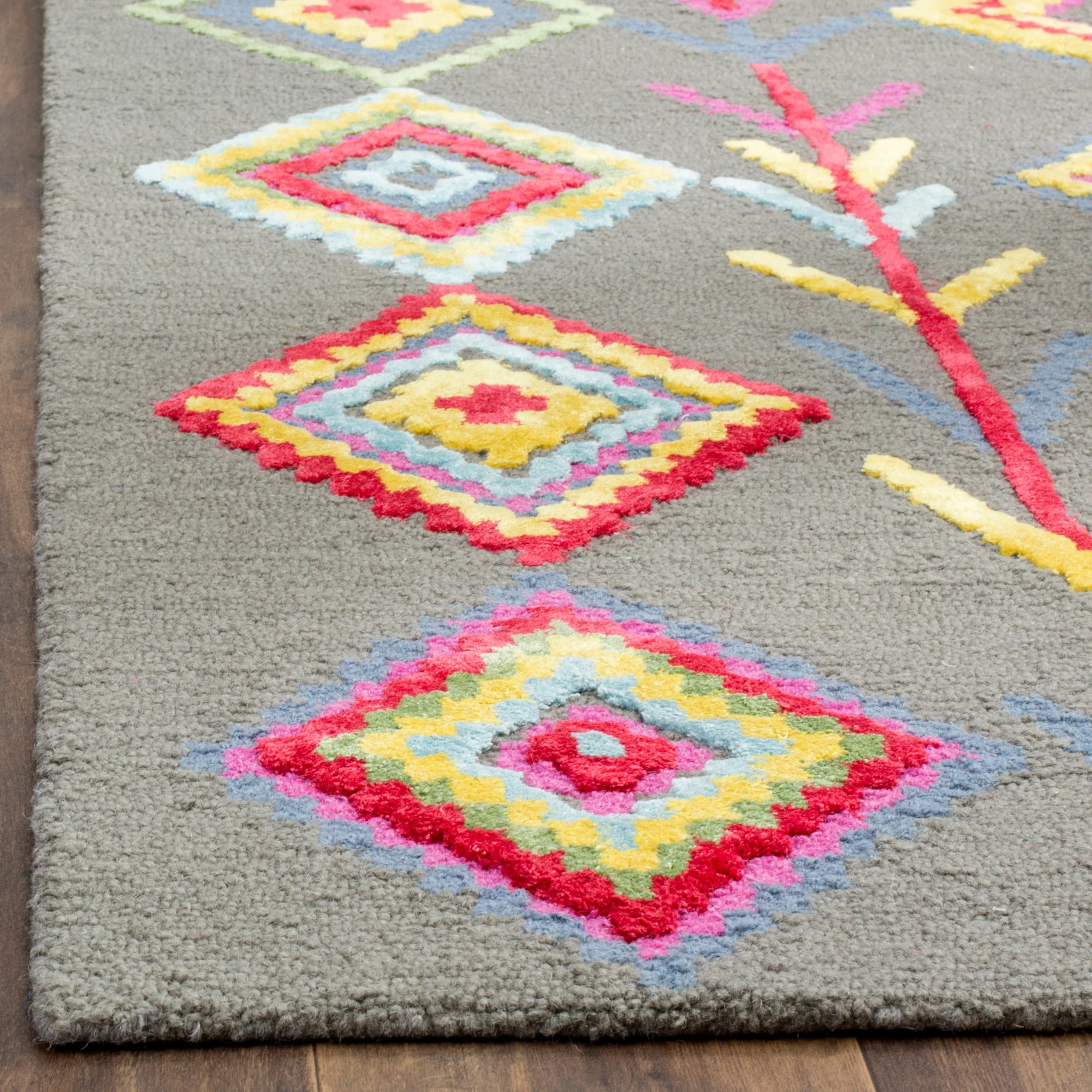 Safavieh Bellagio Montoro 2 x 3 Dark Gray/Multi Indoor Abstract Global Handcrafted Throw Rug - Image 3