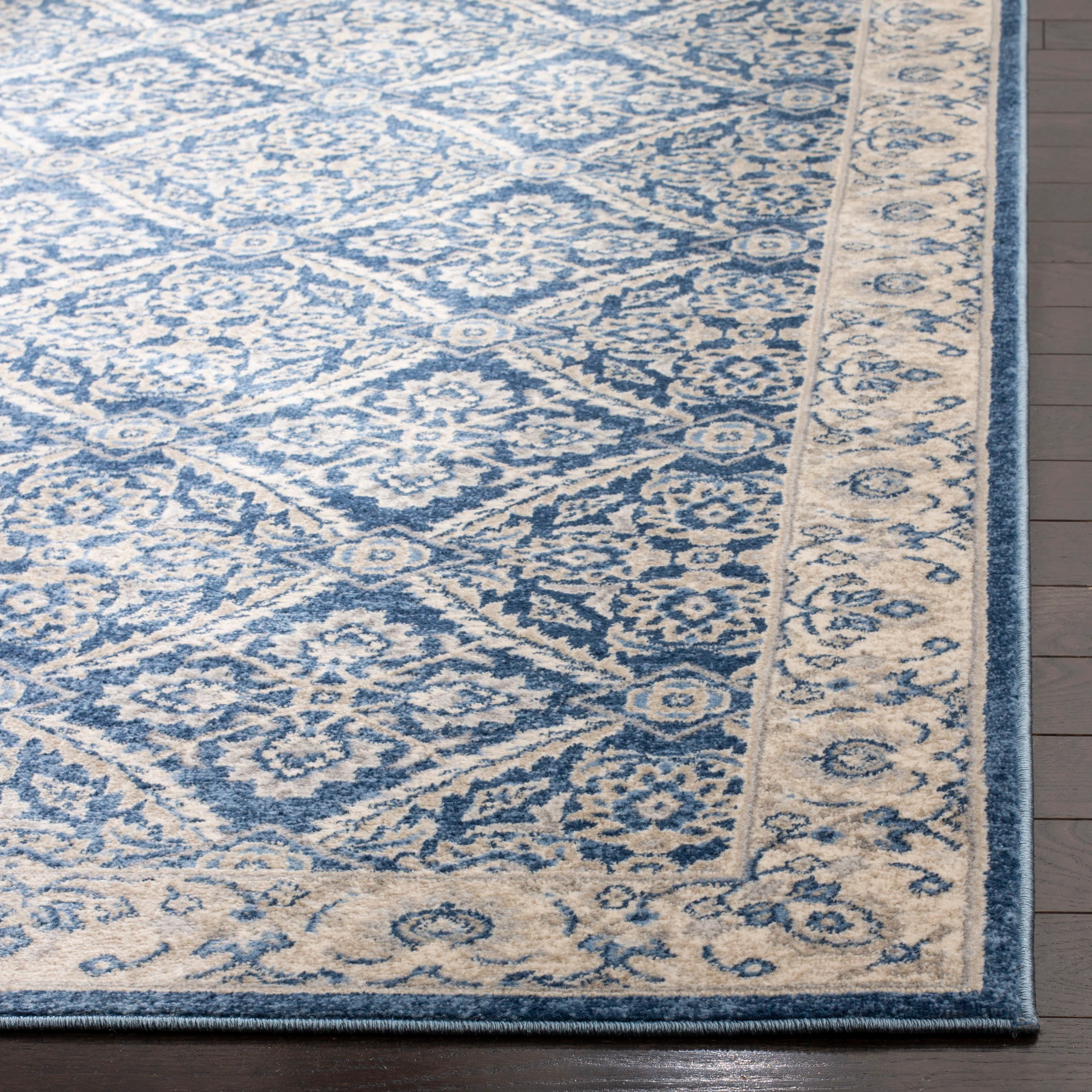 Safavieh Brentwood Jaleh 2 x 8 Navy/Creme Indoor Floral/Botanical French Country Runner Rug - Image 3