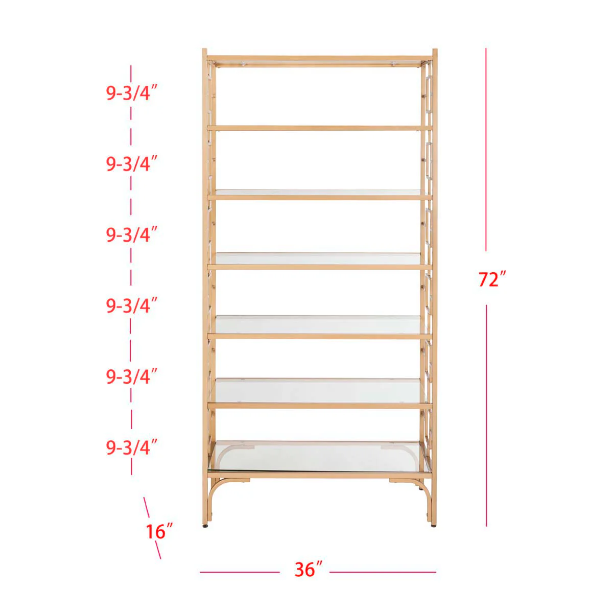 Safavieh Brooklyn Gold/Clear Metal Etagere, 7-Tier, 36 x 16 x 72 in. - Image 6