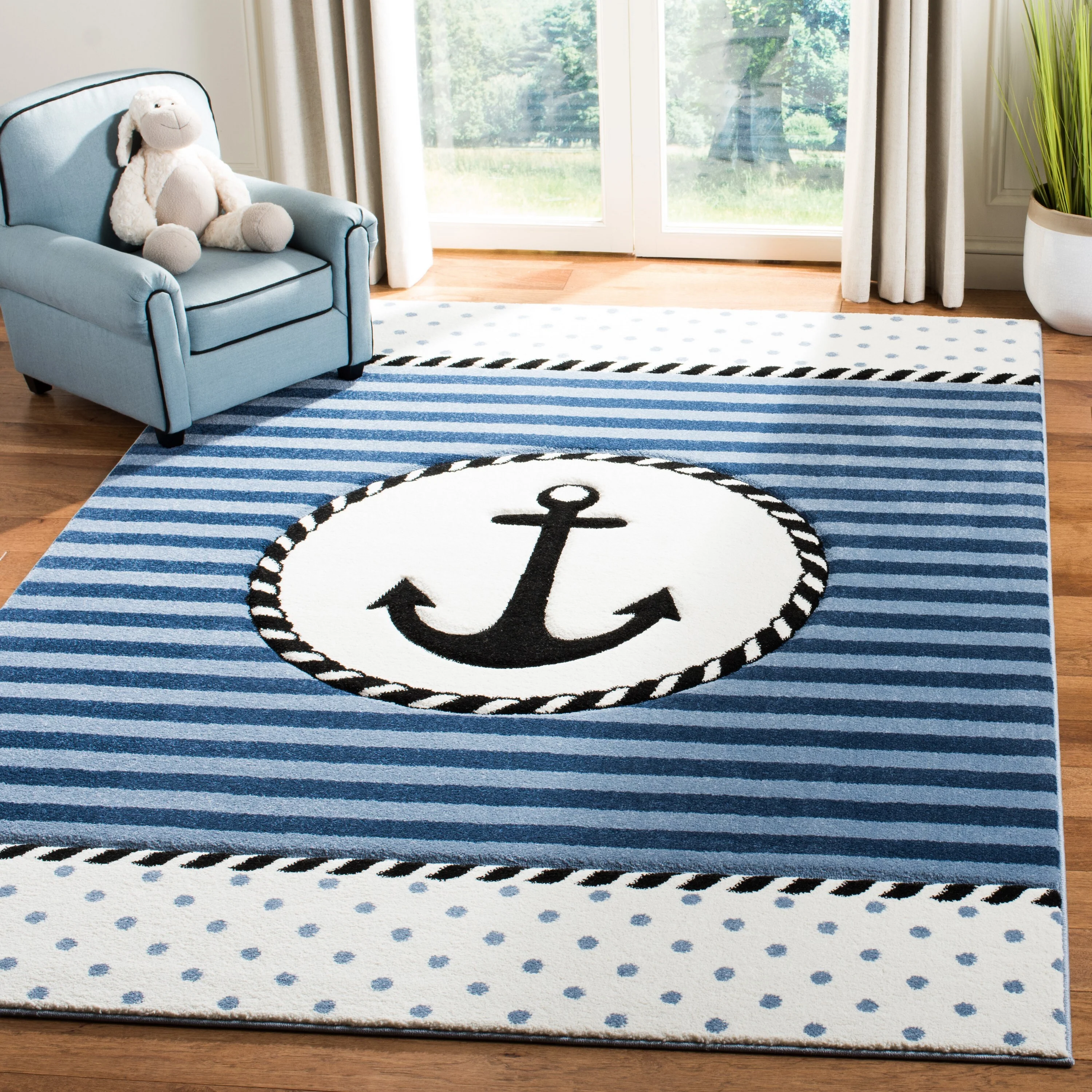 Safavieh Carousel Kids Anchor 3 x 5 Navy/Ivory Indoor Kids Throw Rug