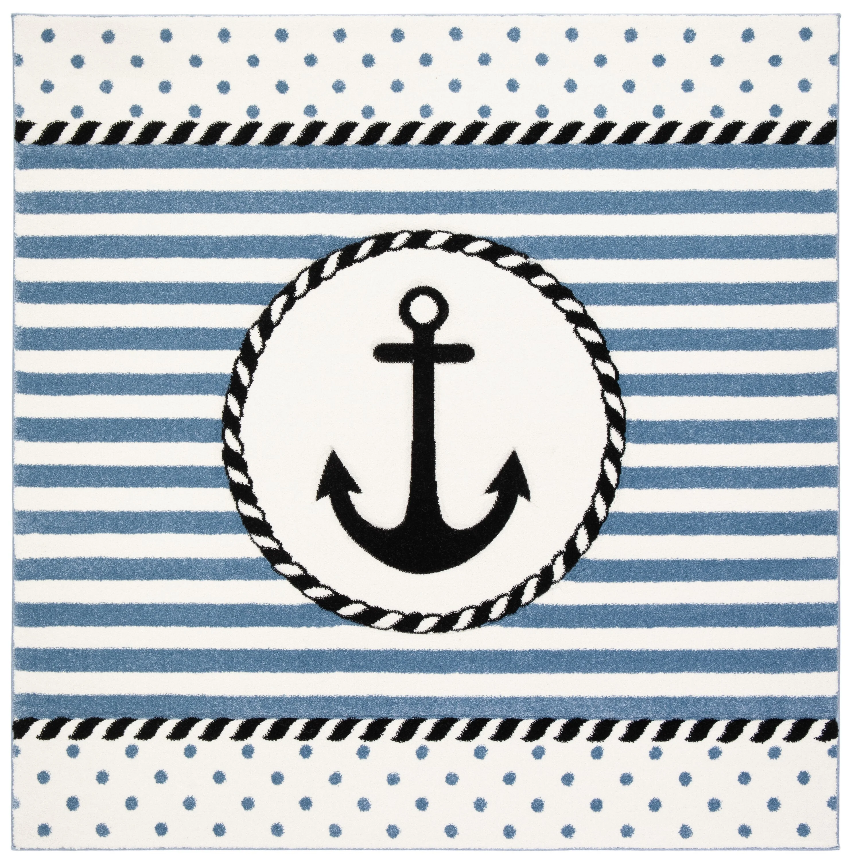 Safavieh Carousel Kids Anchor 5 x 5 Ivory/Navy Square Indoor Kids Area Rug - Image 2