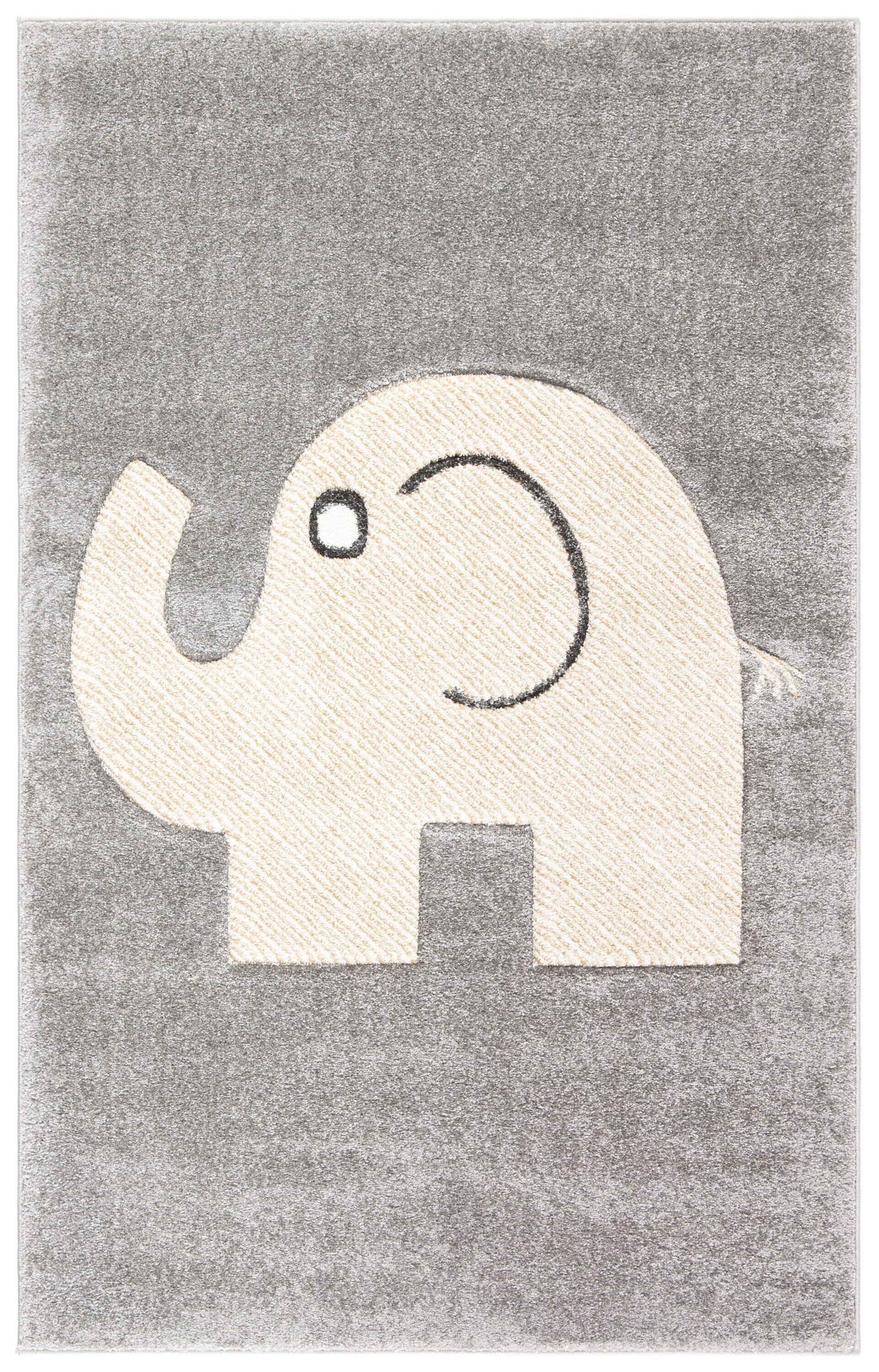 Safavieh Carousel Kids Elephant 3 x 5 Gray/Ivory Indoor Kids Throw Rug - Image 2