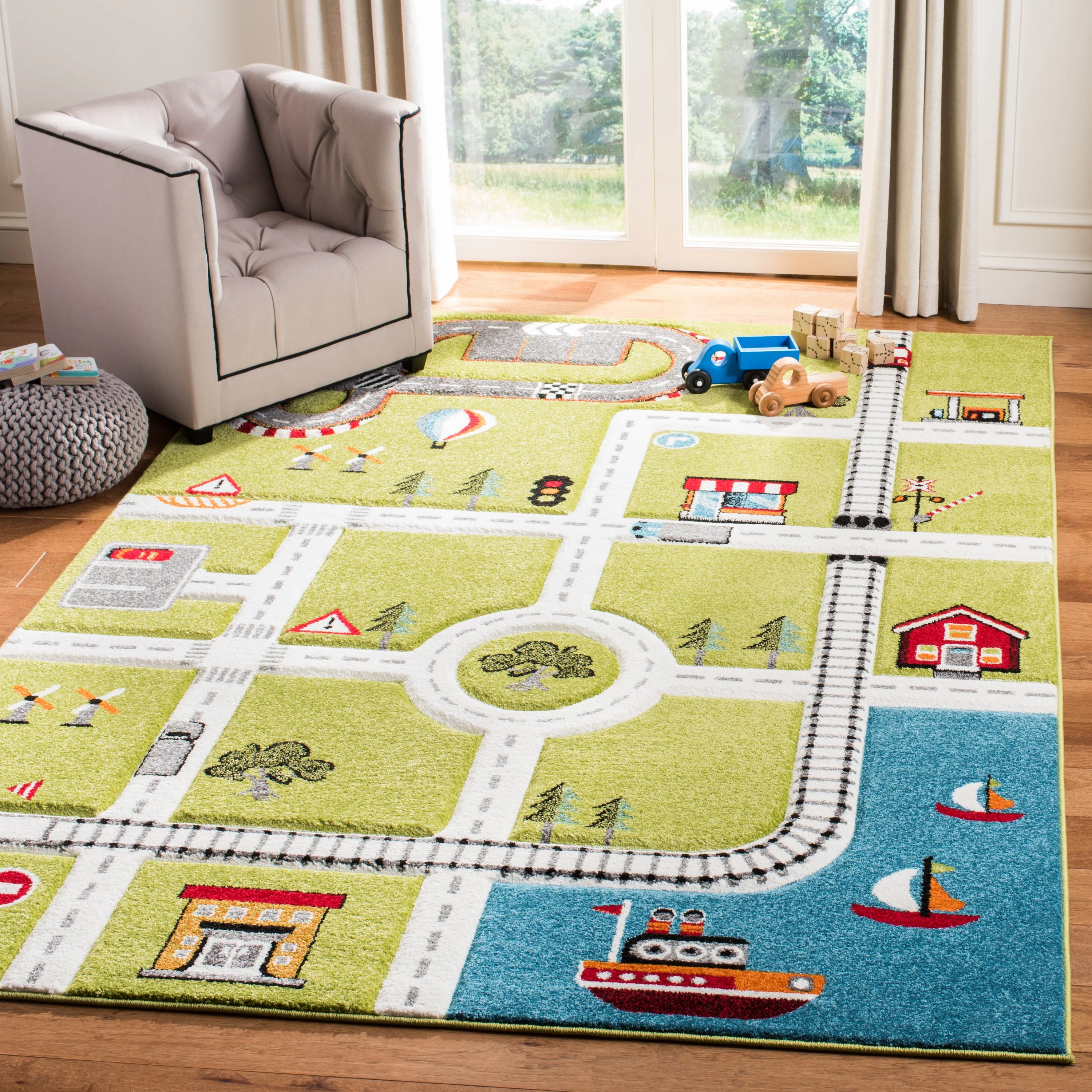 Safavieh Carousel Kids Fawn 4 x 6 Green/Ivory Indoor Kids Area Rug