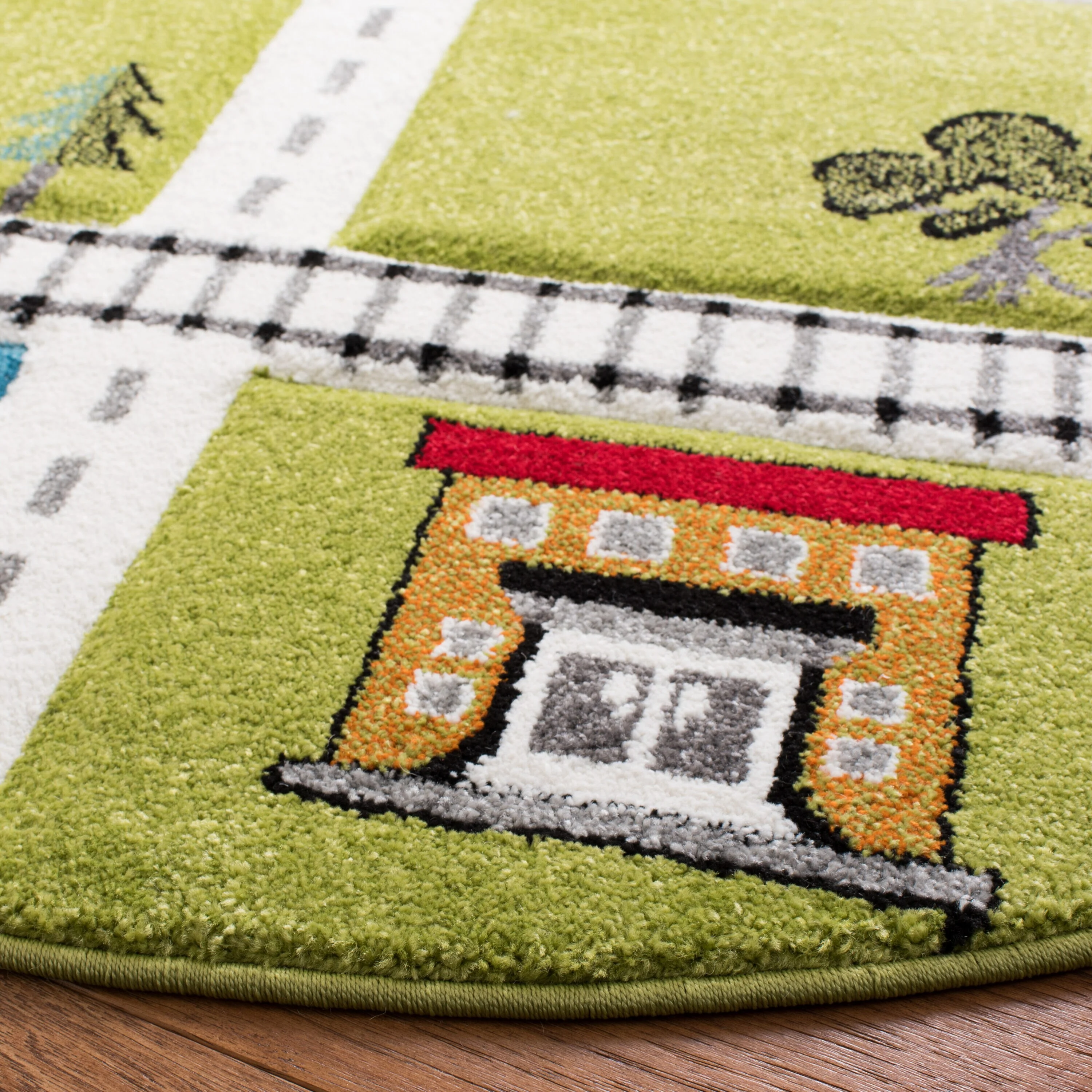 Safavieh Carousel Kids Fawn 5 x 5 Green/Ivory Round Indoor Kids Area Rug - Image 2