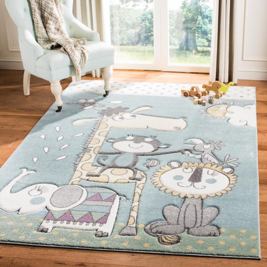 Safavieh Carousel Kids Giraffe 5 x 8 Ivory/Blue Indoor Kids Area Rug