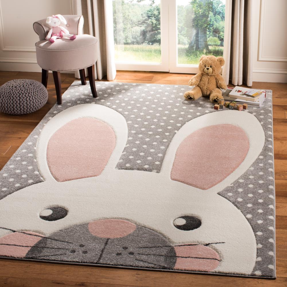Safavieh Carousel Kids Peek-a-Boo 5-ft x 8-ft Pink/Gray Indoor Area Rug - Image 2