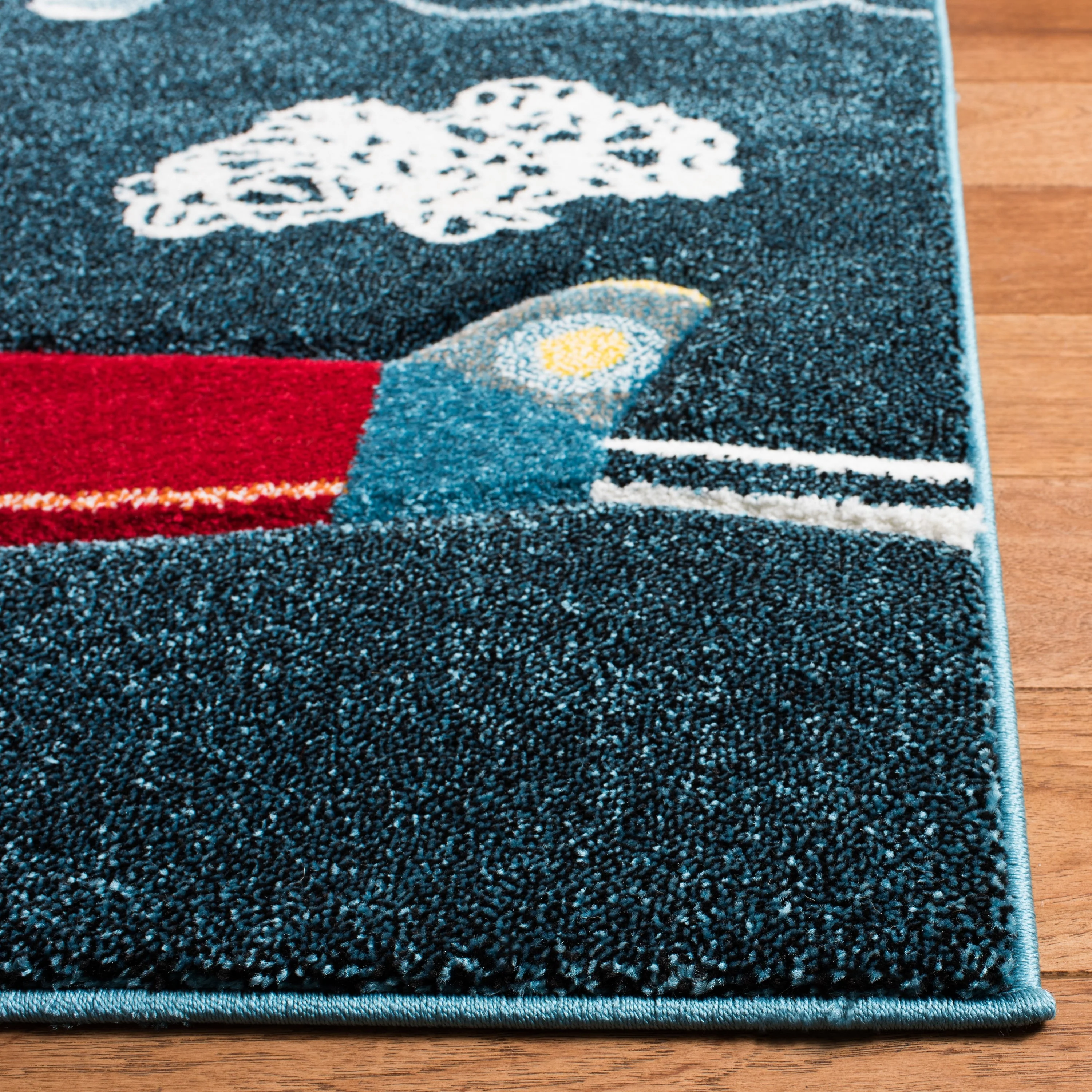 Safavieh Carousel Kids Planes 5'3" x 5'3" Navy/Ivory Square Indoor Kids Area Rug - Image 3