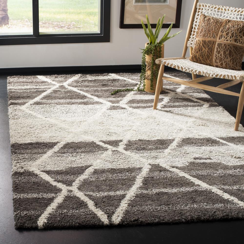 Safavieh Casablanca Safi Shag 5 x 8 Sand/Ivory Indoor Trellis Moroccan Handcrafted Area Rug - Image 2