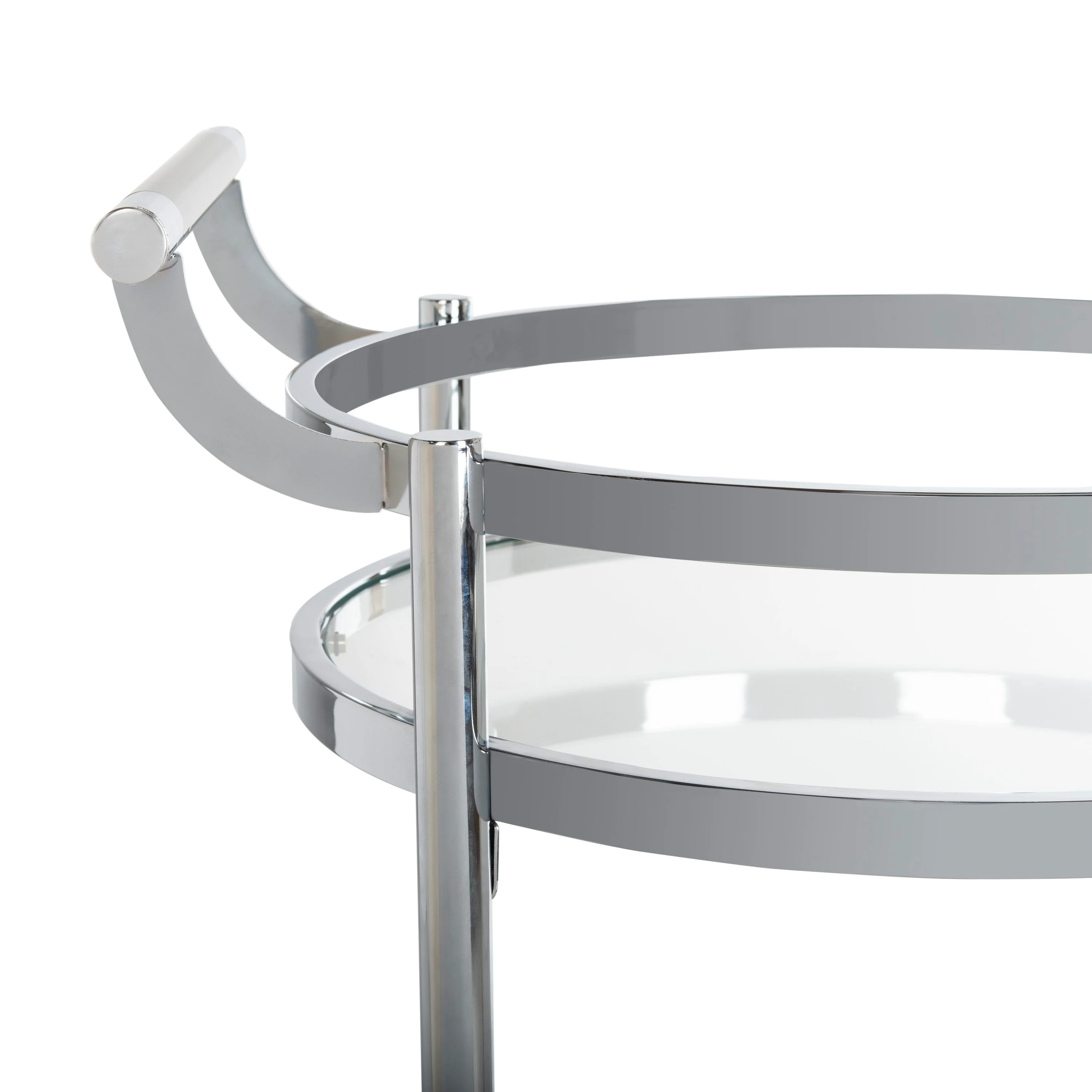 Safavieh Chrome Metal Base with Glass Top Kitchen Cart (23.8-in x 19.9-in x 34-in) - Image 5