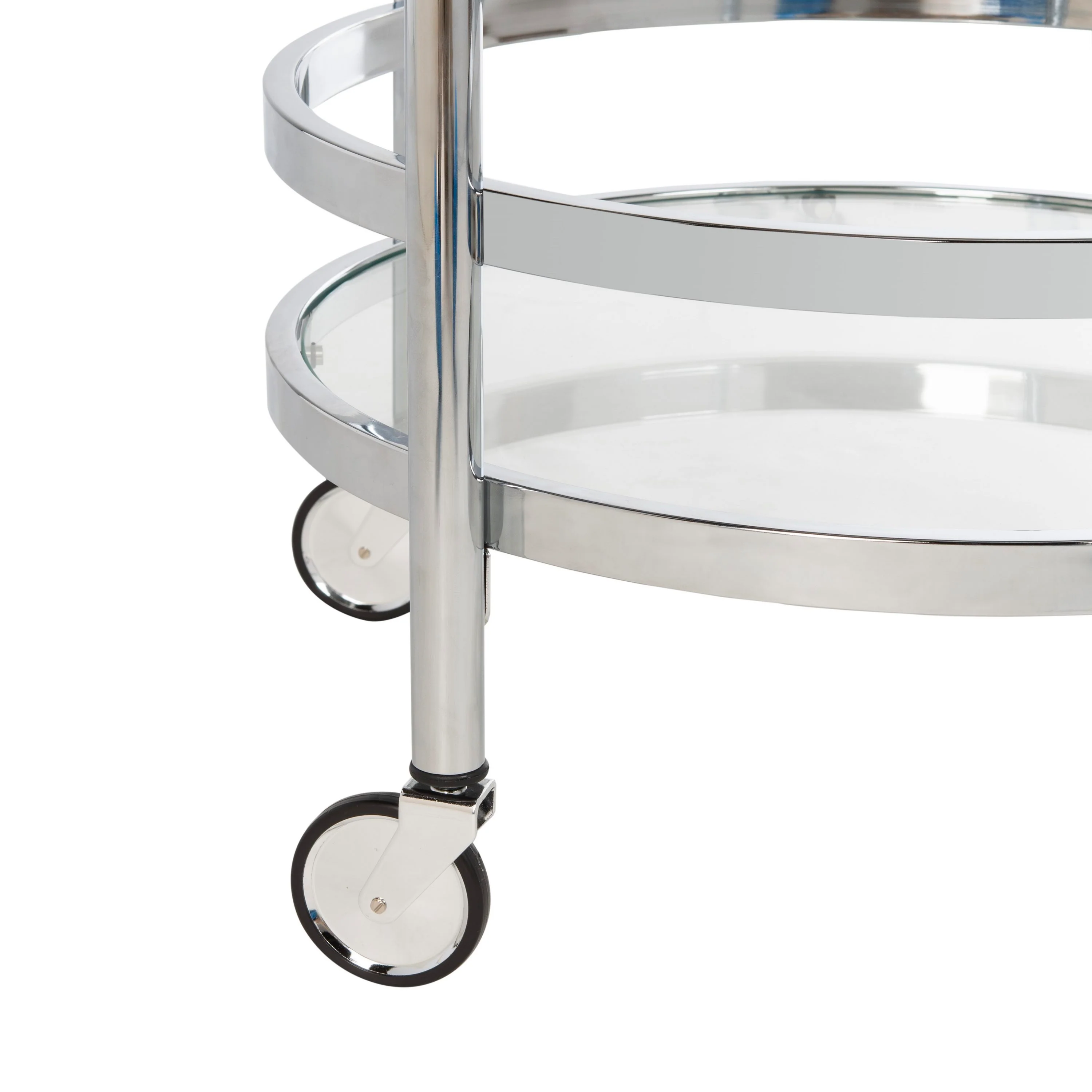 Safavieh Chrome Metal Base with Glass Top Kitchen Cart (23.8-in x 19.9-in x 34-in) - Image 6