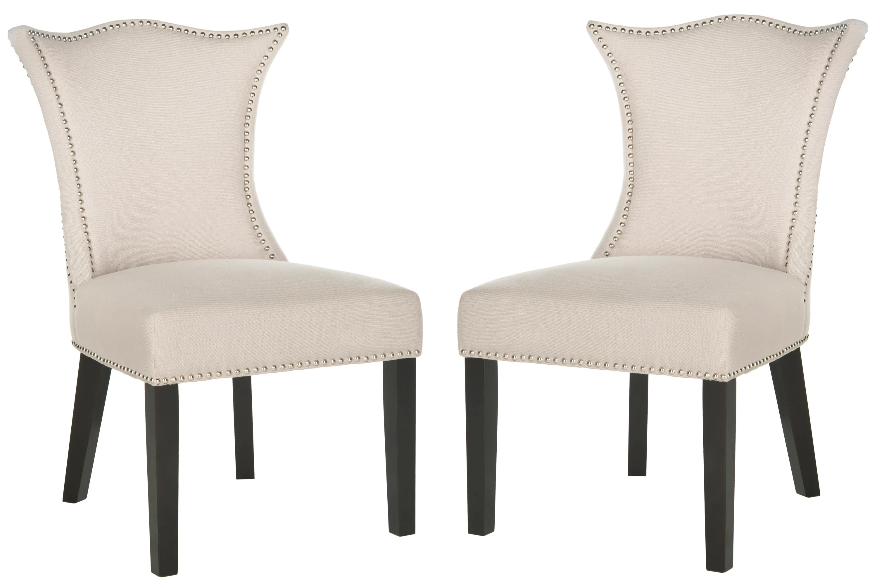 Safavieh Ciara Linen Upholstered Side Chairs, Set of 2 – Taupe, Wood Frame
