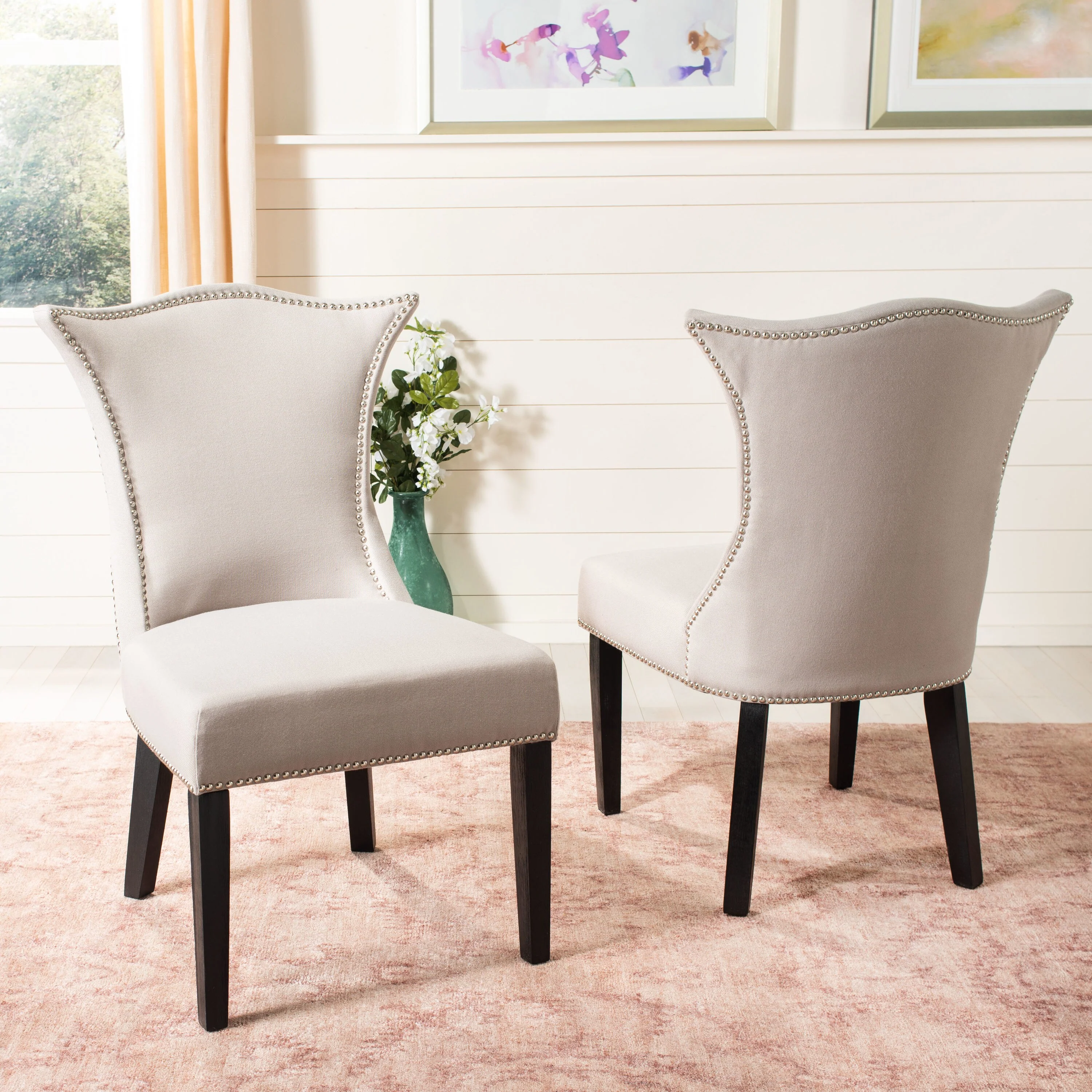 Safavieh Ciara Linen Upholstered Side Chairs, Set of 2 – Taupe, Wood Frame - Image 2