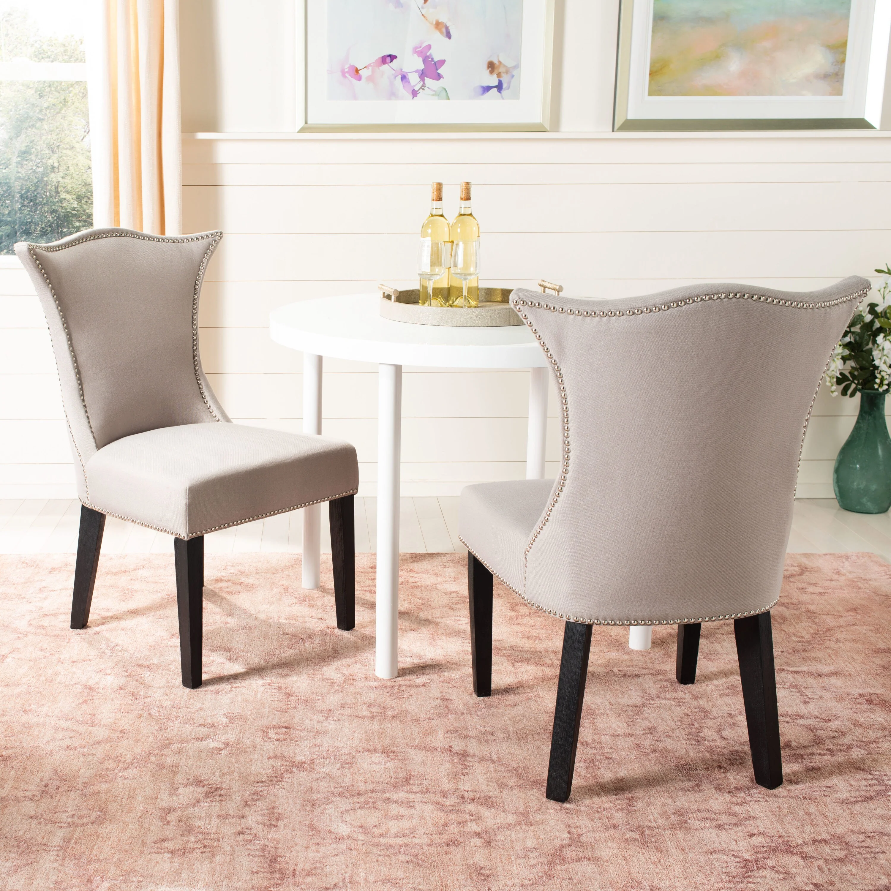 Safavieh Ciara Linen Upholstered Side Chairs, Set of 2 – Taupe, Wood Frame - Image 3