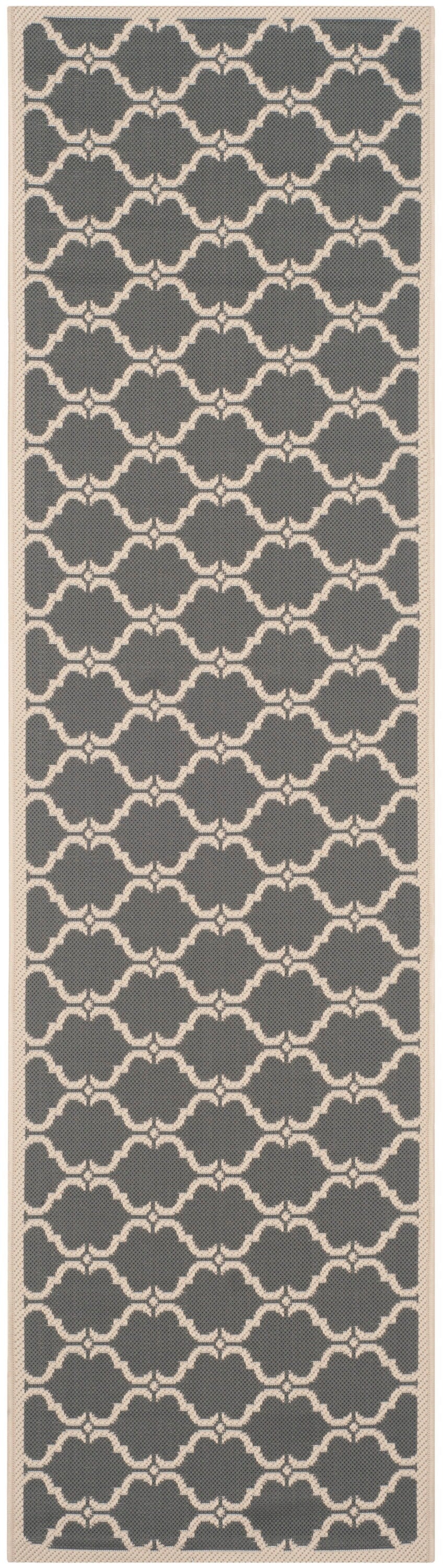 Safavieh Courtyard Aldo 2 x 12 Anthracite/Beige Indoor/Outdoor Trellis Coastal Runner - Image 2