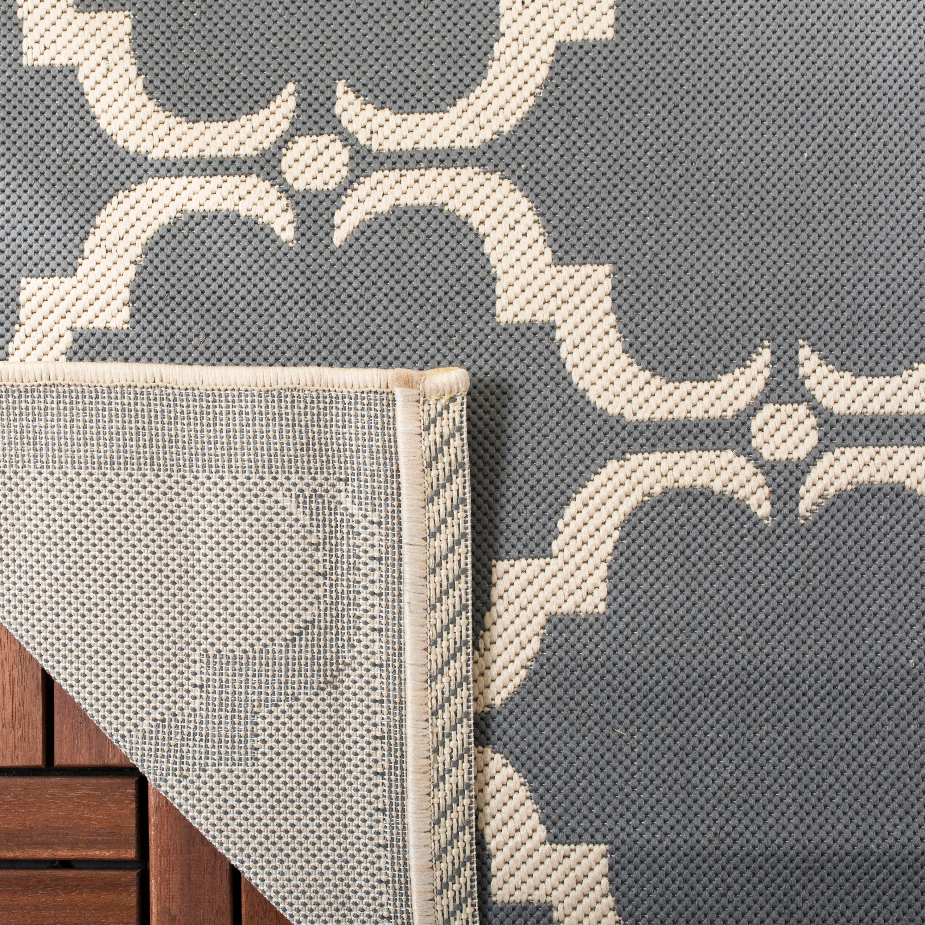 Safavieh Courtyard Aldo 2 x 12 Anthracite/Beige Indoor/Outdoor Trellis Coastal Runner - Image 4