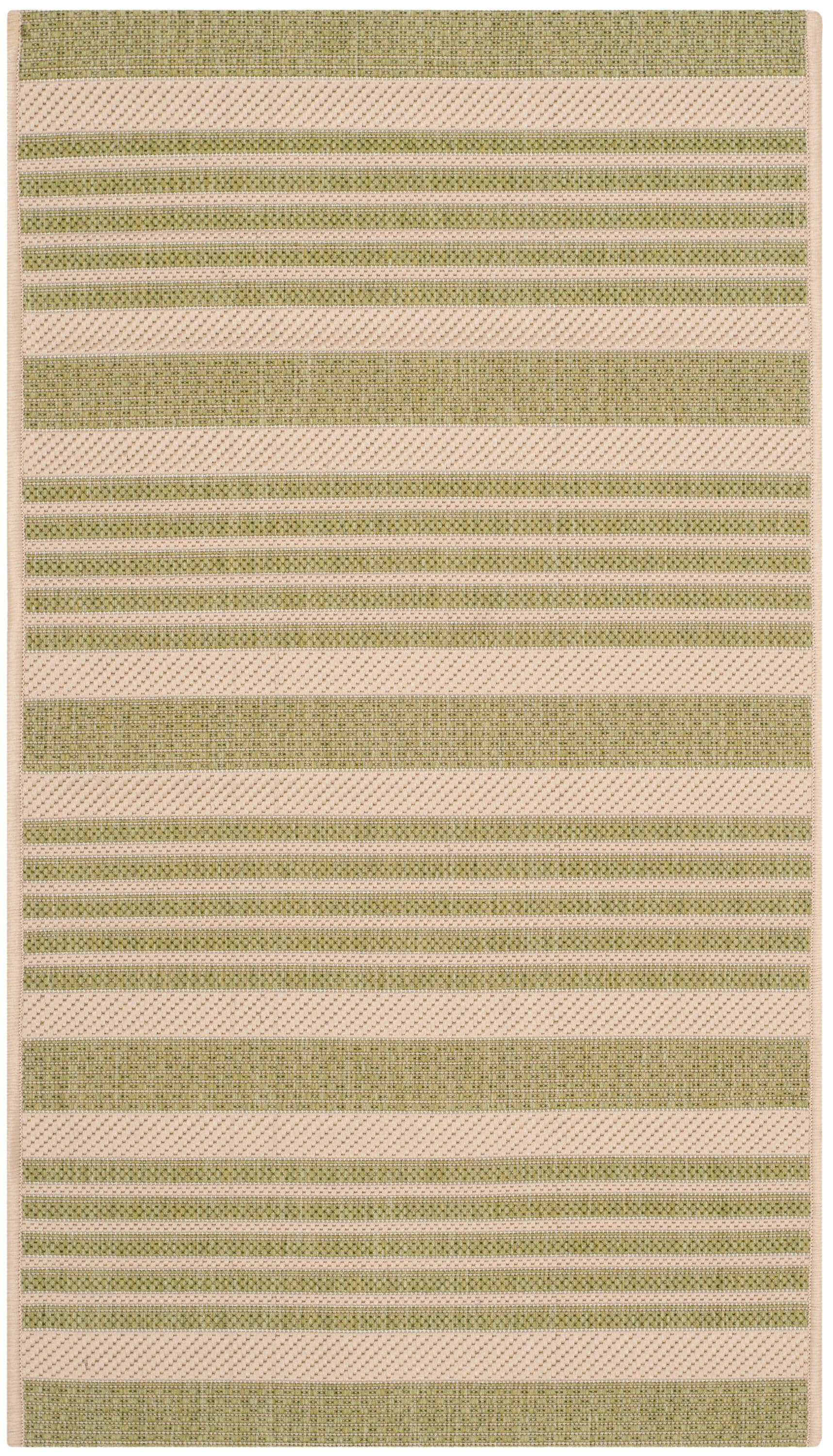 Safavieh Courtyard Dobby 3 x 5 Beige/Sweet Pea Indoor/Outdoor Stripe Coastal Throw Rug - Image 2