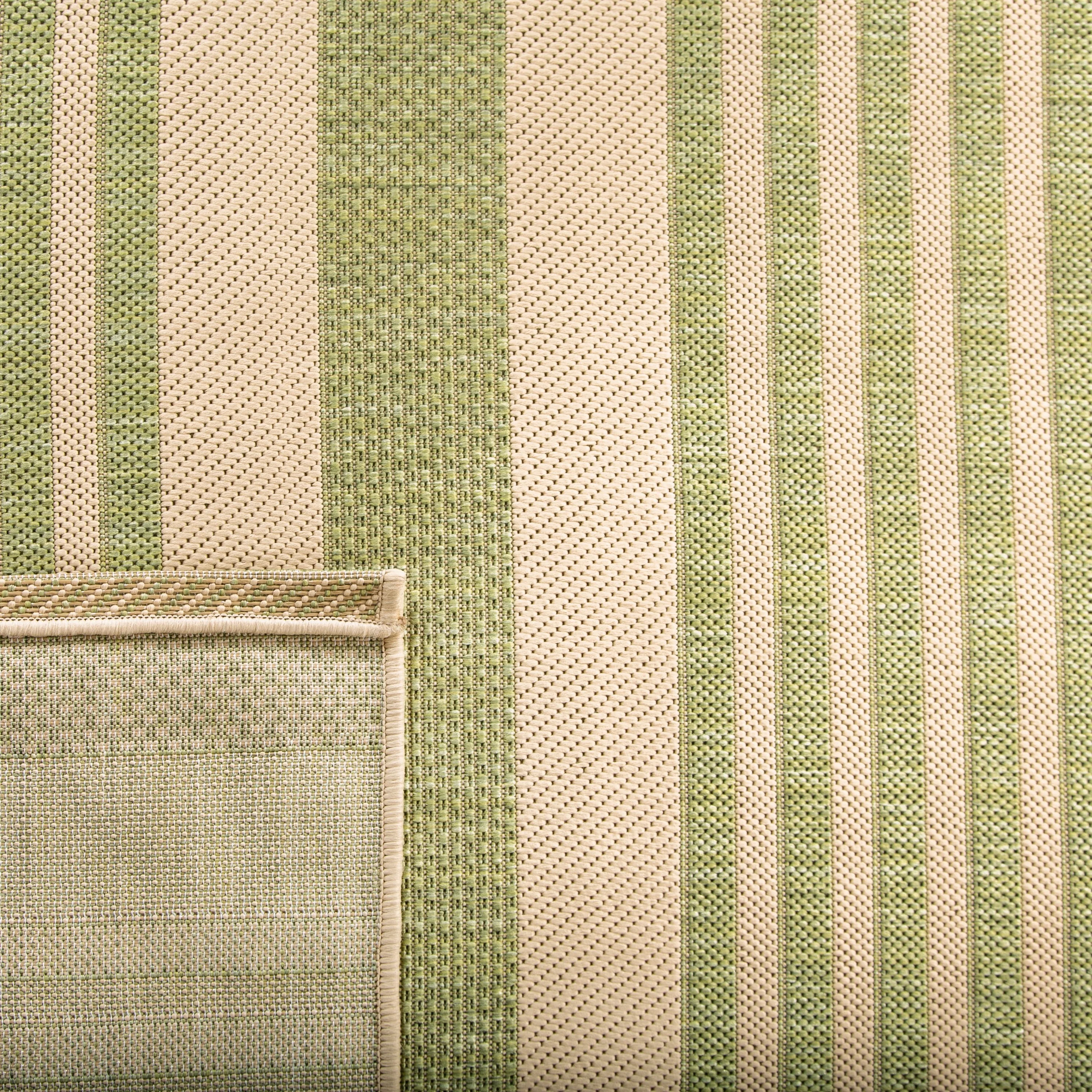 Safavieh Courtyard Dobby 3 x 5 Beige/Sweet Pea Indoor/Outdoor Stripe Coastal Throw Rug - Image 4
