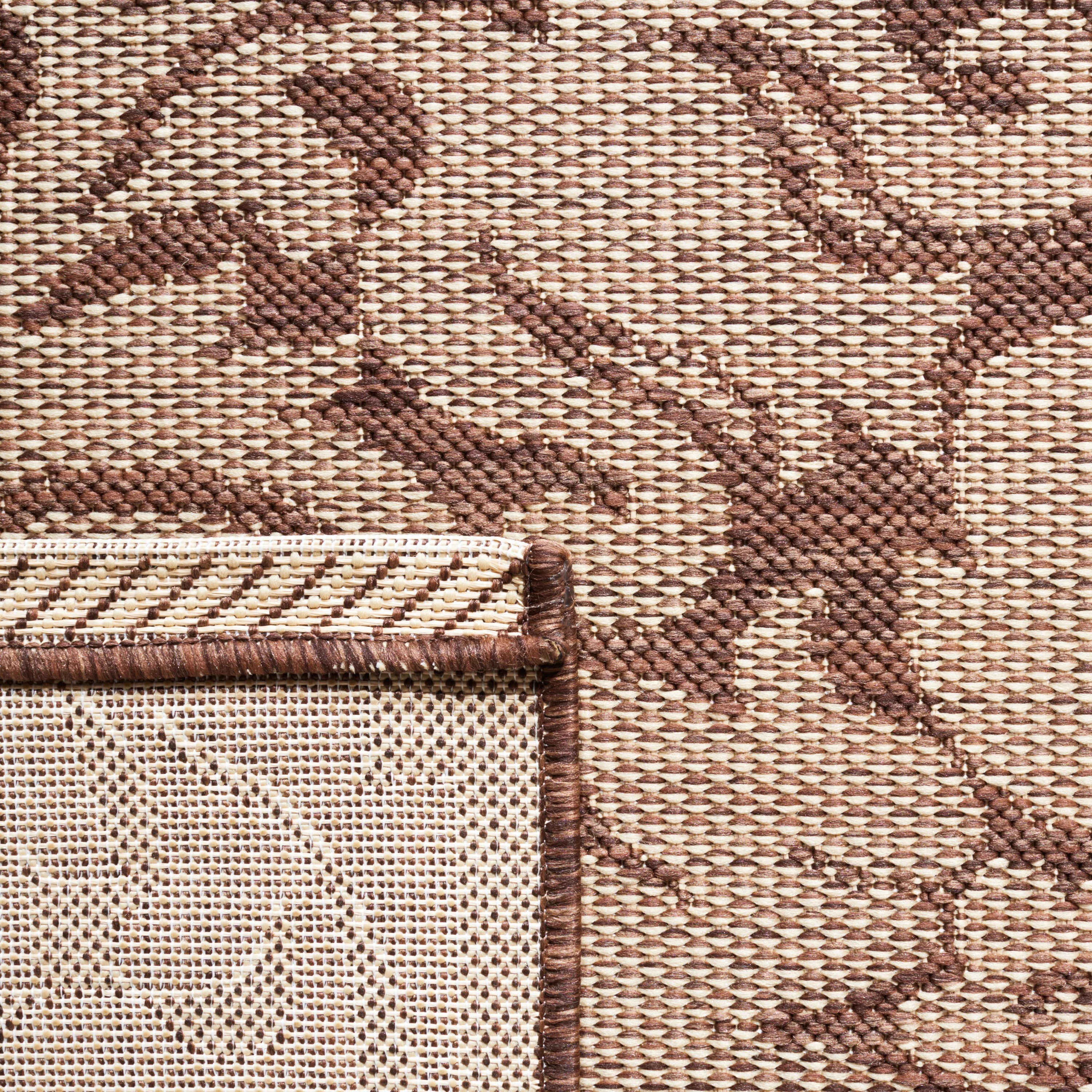 Safavieh Courtyard Nashua 2 ft 3 in x 12 ft Chocolate/Natural Indoor/Outdoor Damask Runner Rug - Image 5