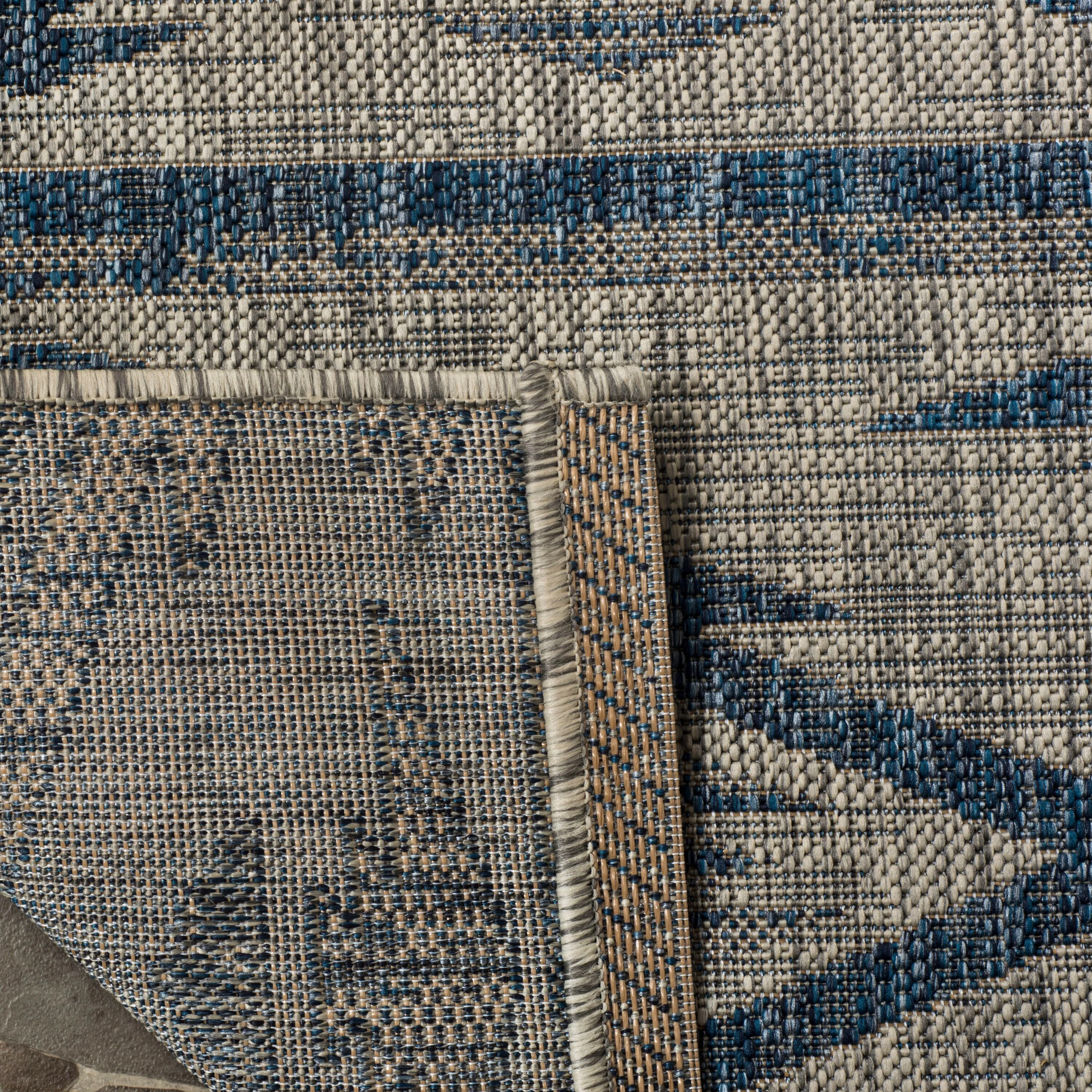 Safavieh Courtyard Tempe 8 x 11 Gray/Navy Indoor/Outdoor Abstract Coastal Area Rug - Image 4