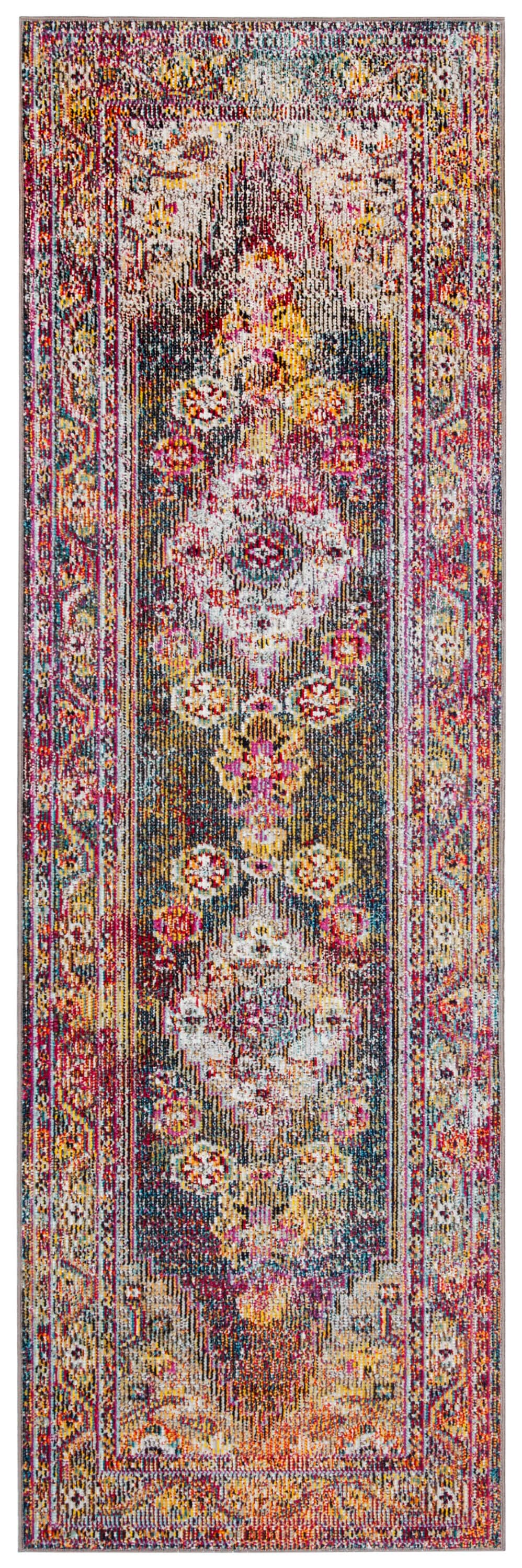 Safavieh Crystal Celeste 2 x 7 Navy/Light Blue Indoor Distressed Overdyed Vintage Runner Rug - Image 2