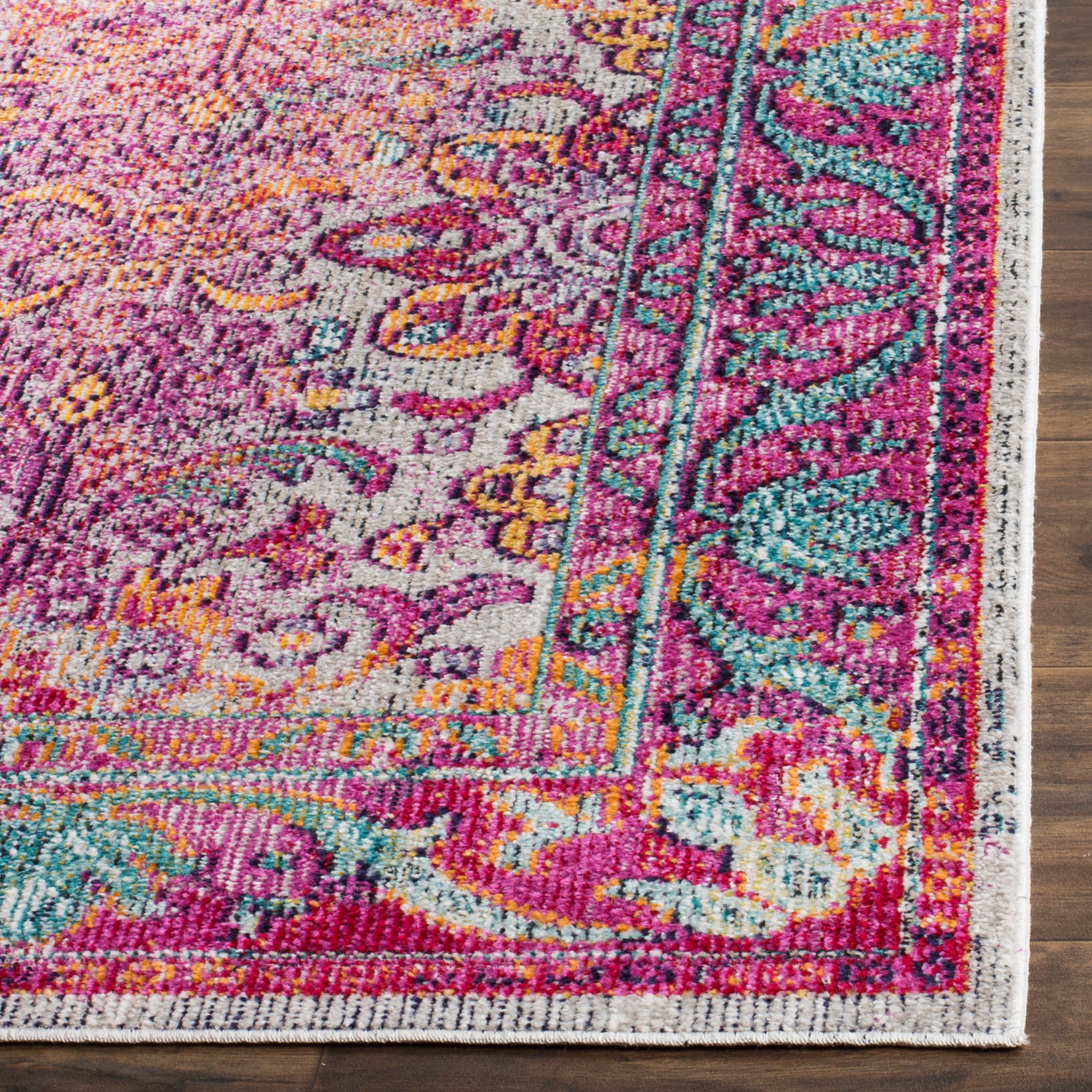 Safavieh Crystal Tristan 5 x 8 Light Blue/Fuchsia Indoor Floral/Botanical Oriental Area Rug - Image 3