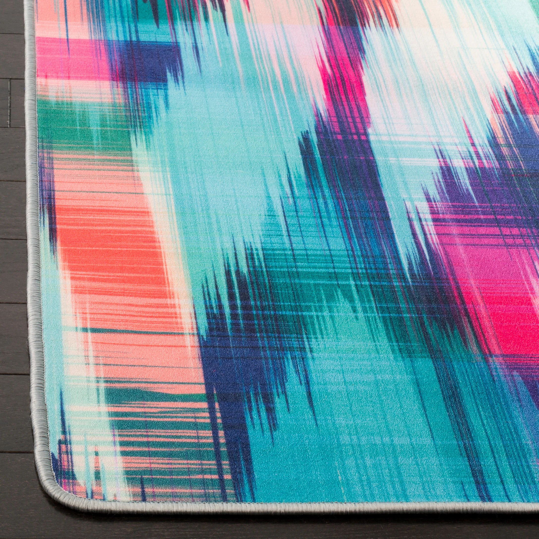 Safavieh Daytona 5 x 8 Turquoise/Fuchsia Indoor Abstract Area Rug - Image 3