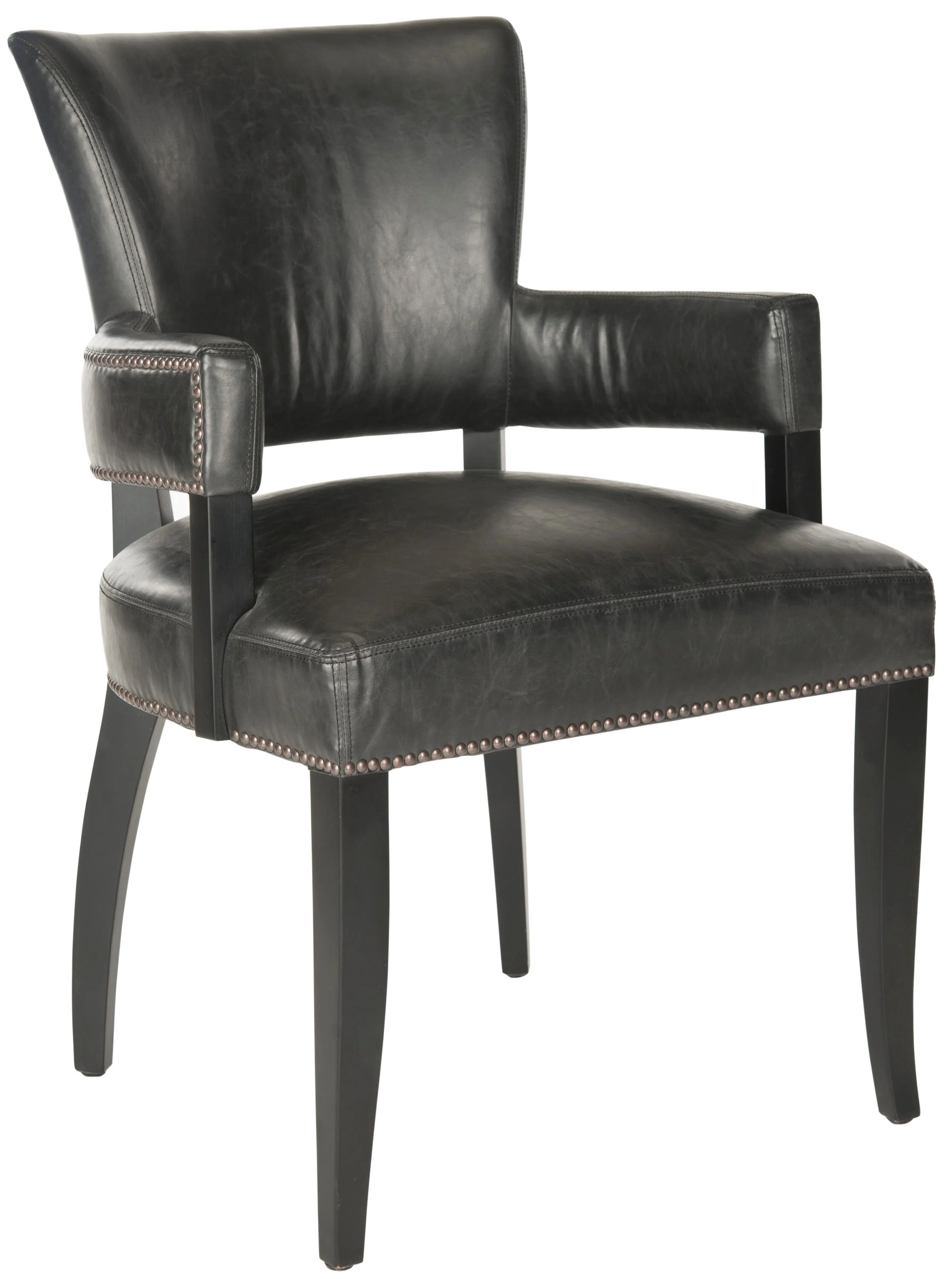 Safavieh Desa Contemporary/Modern Faux Leather Upholstered Side Chair with Wood Frame, Antique Brown (23.6 in W x 26.4 in D x 35.4 in H) - Image 2