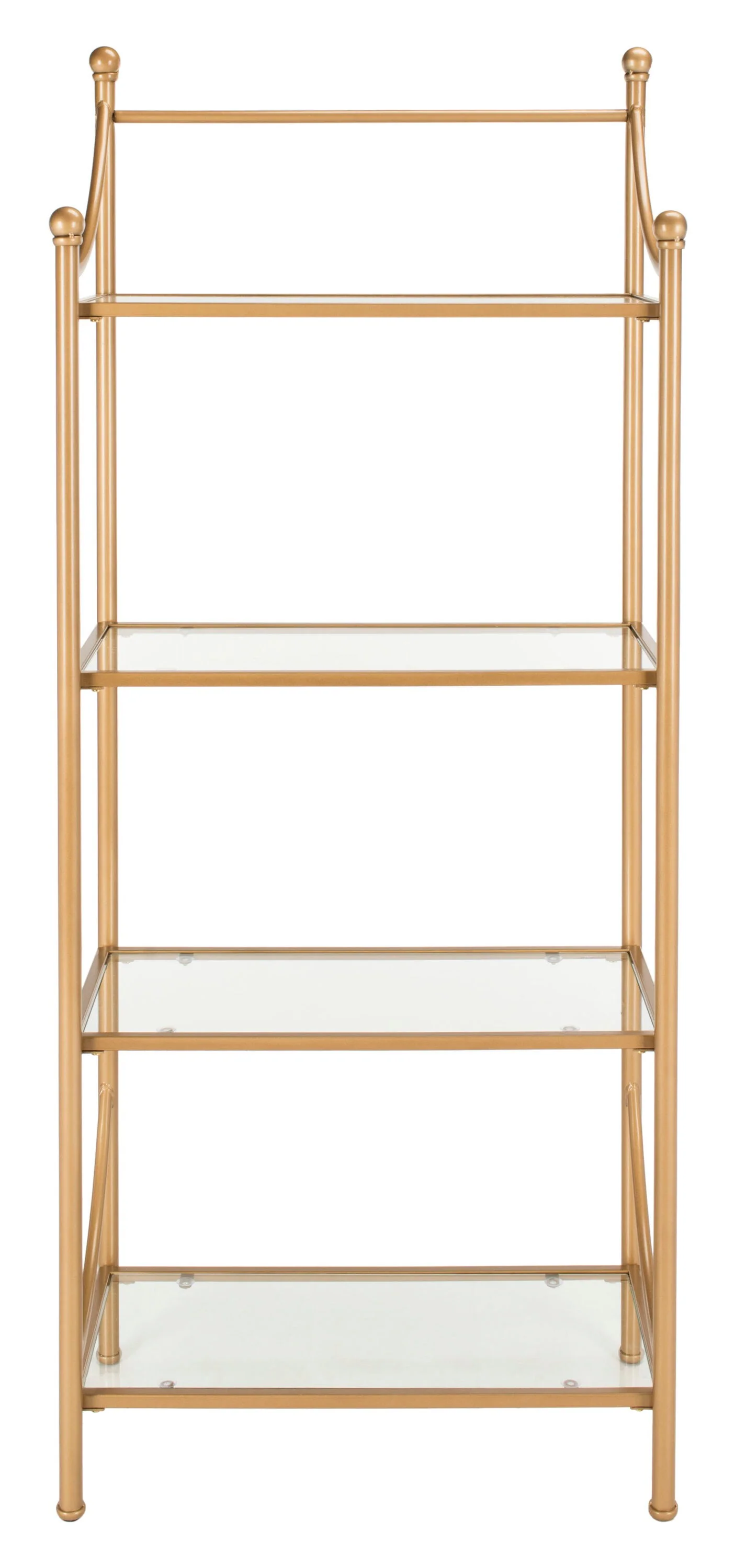 Safavieh Diana Gold Liquid/Tempered Glass Metal Etagere, 4-Shelf, 30-in W x 14-in D x 72-in H - Image 2
