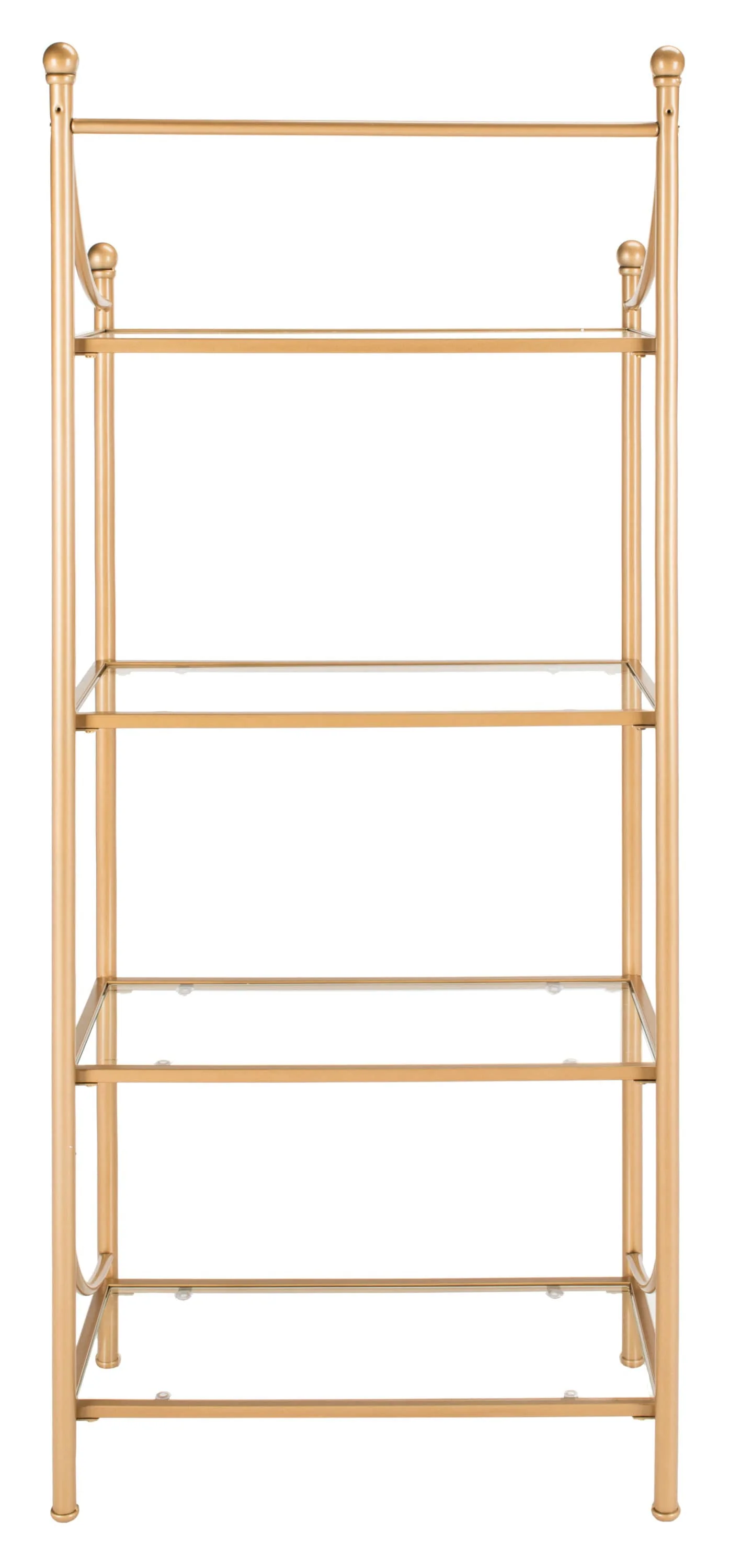 Safavieh Diana Gold Liquid/Tempered Glass Metal Etagere, 4-Shelf, 30-in W x 14-in D x 72-in H - Image 4
