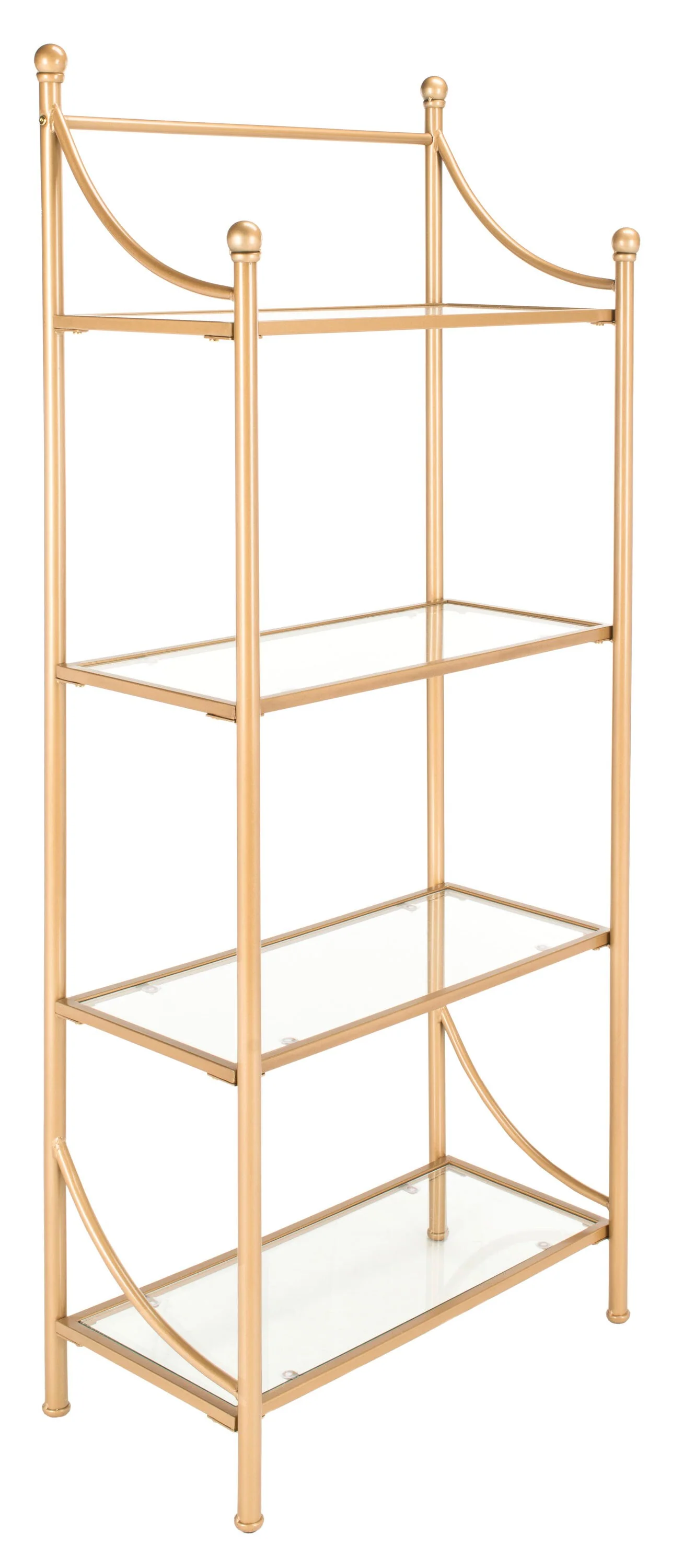 Safavieh Diana Gold Liquid/Tempered Glass Metal Etagere, 4-Shelf, 30-in W x 14-in D x 72-in H - Image 5