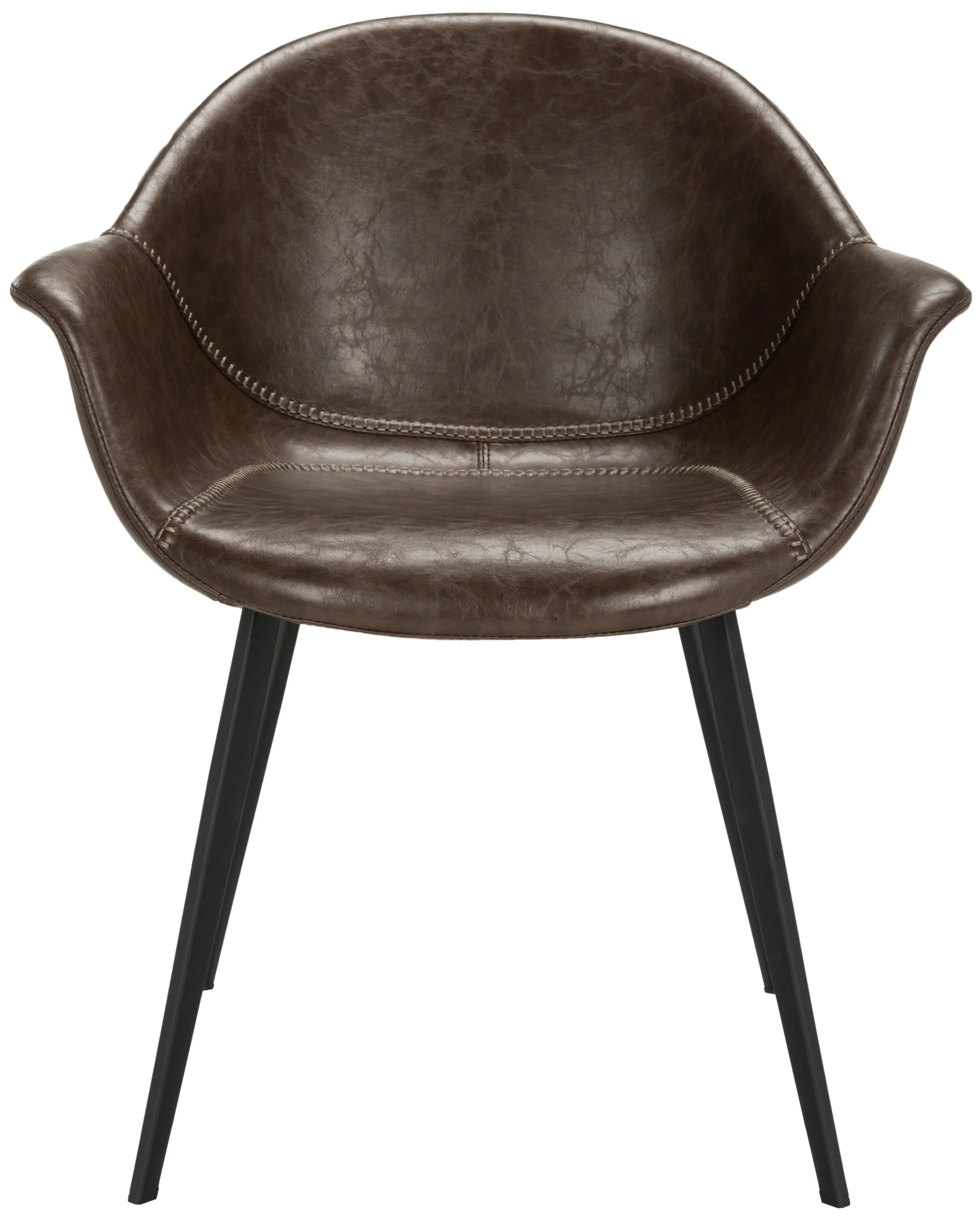 Safavieh Dublin Contemporary Faux Leather Upholstered Arm Chair, Set of 2, Dark Brown/Black (Wood Frame) - Image 3