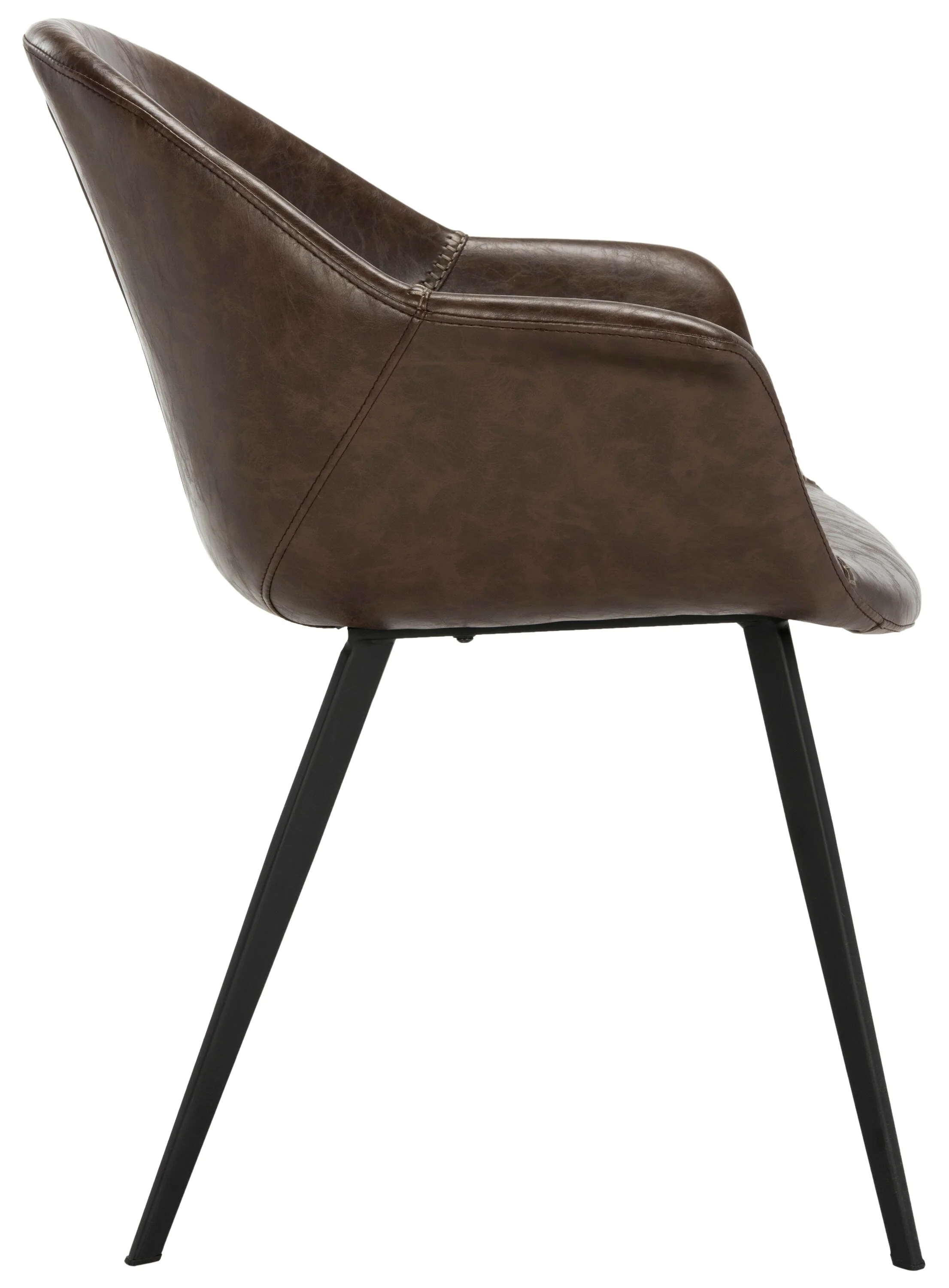 Safavieh Dublin Contemporary Faux Leather Upholstered Arm Chair, Set of 2, Dark Brown/Black (Wood Frame) - Image 4