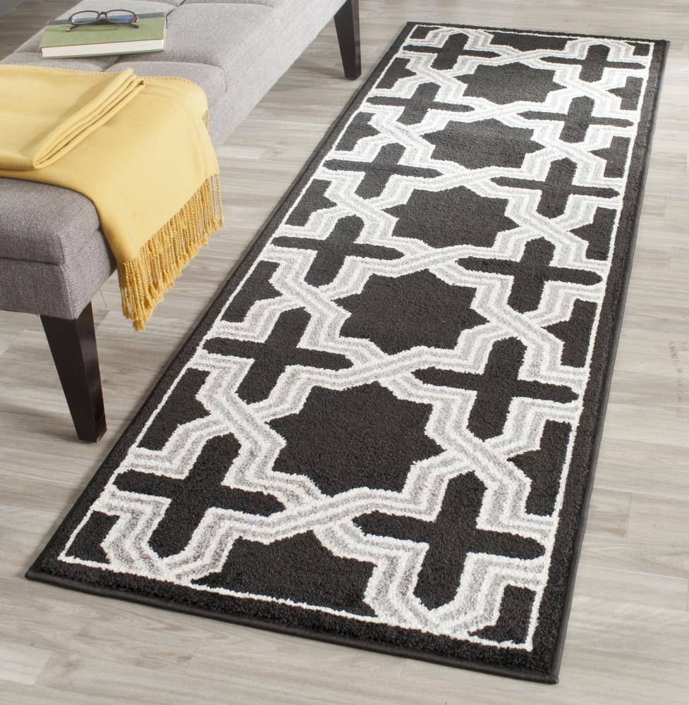 Safavieh Eden 2 x 7 Anthracite/Gray Indoor/Outdoor Geometric Runner - Image 2