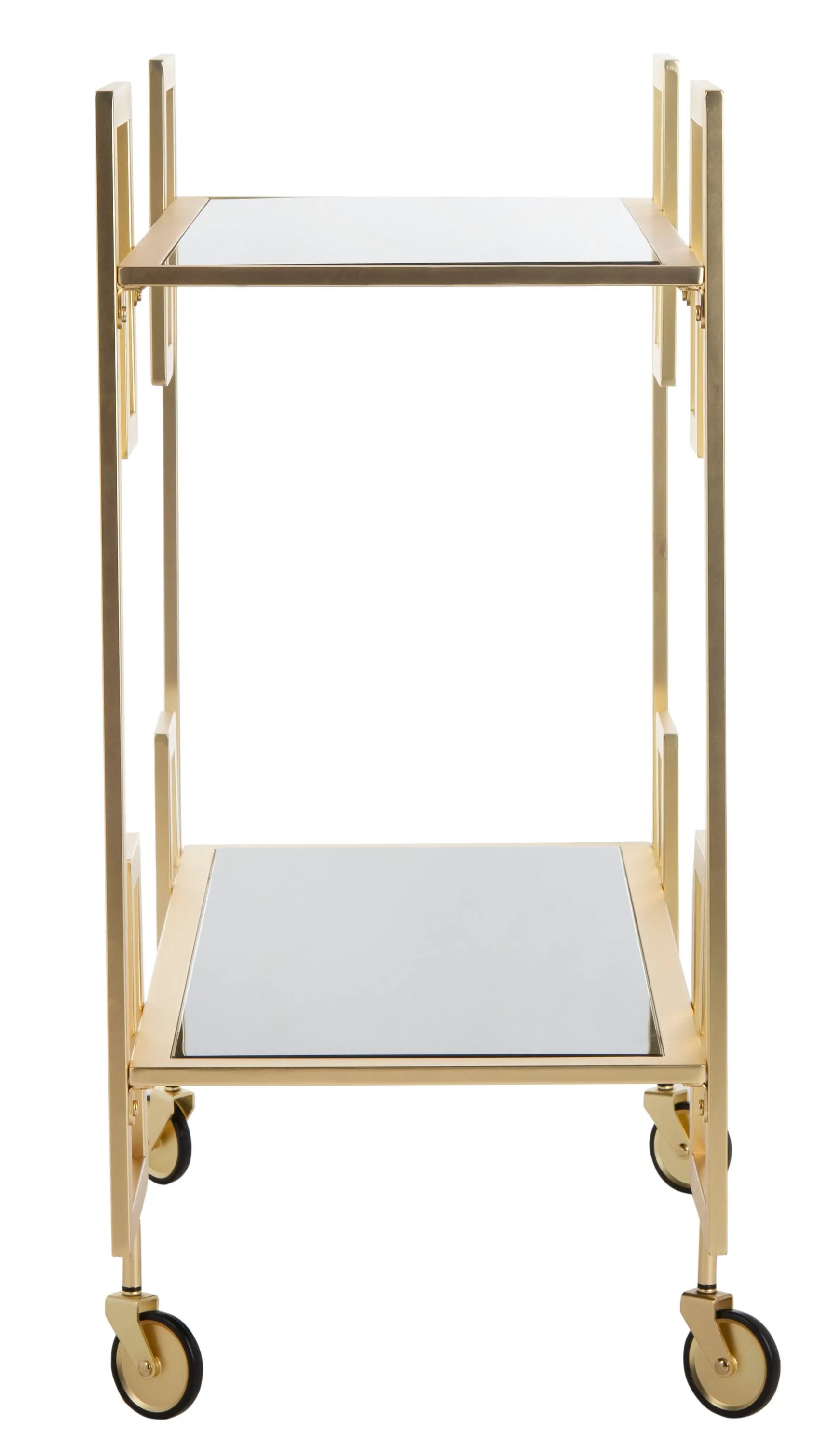 Safavieh Eliza Gold Metal Base with Black Glass Rolling Kitchen Cart (31.3-in x 16-in x 33-in) - Image 3