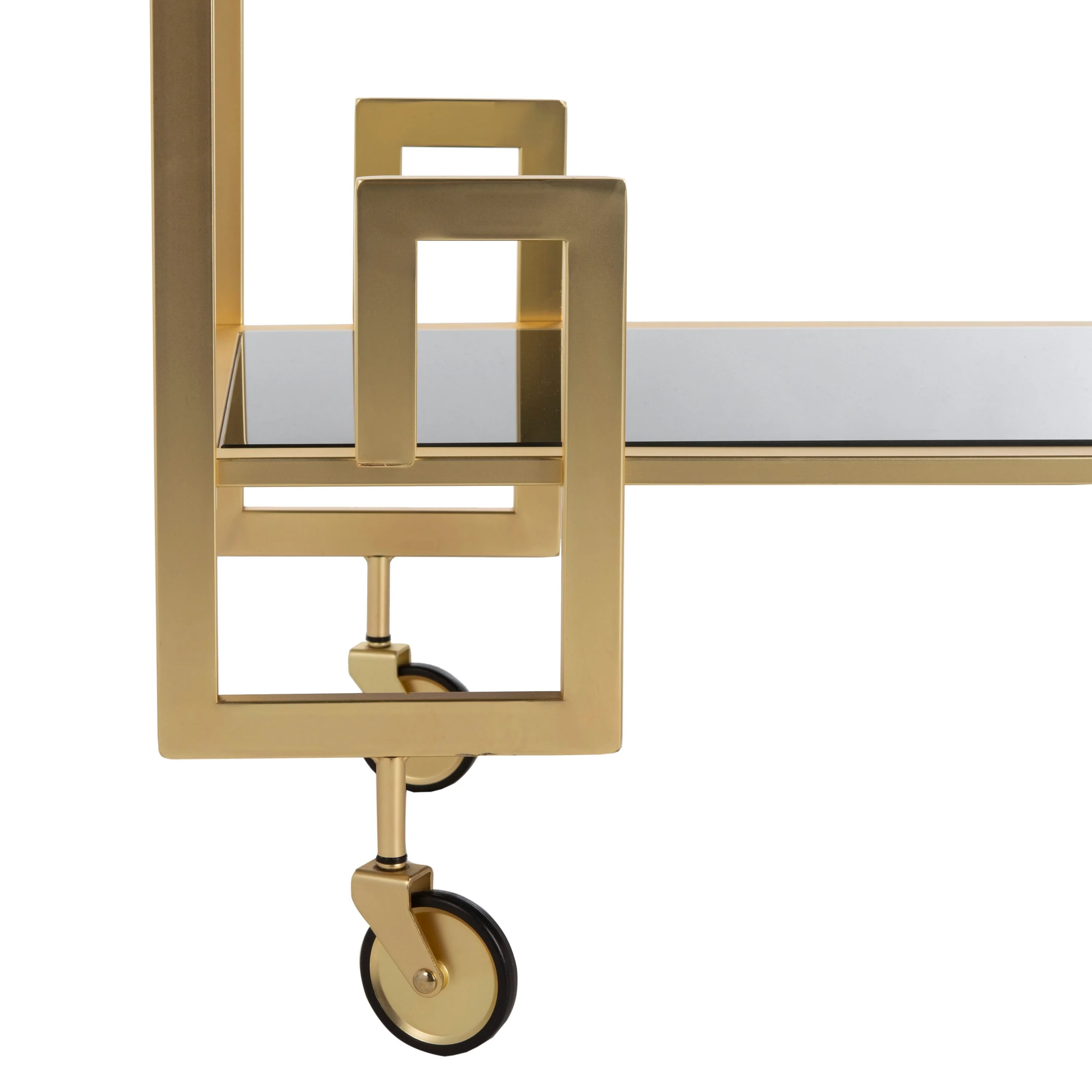 Safavieh Eliza Gold Metal Base with Black Glass Rolling Kitchen Cart (31.3-in x 16-in x 33-in) - Image 4
