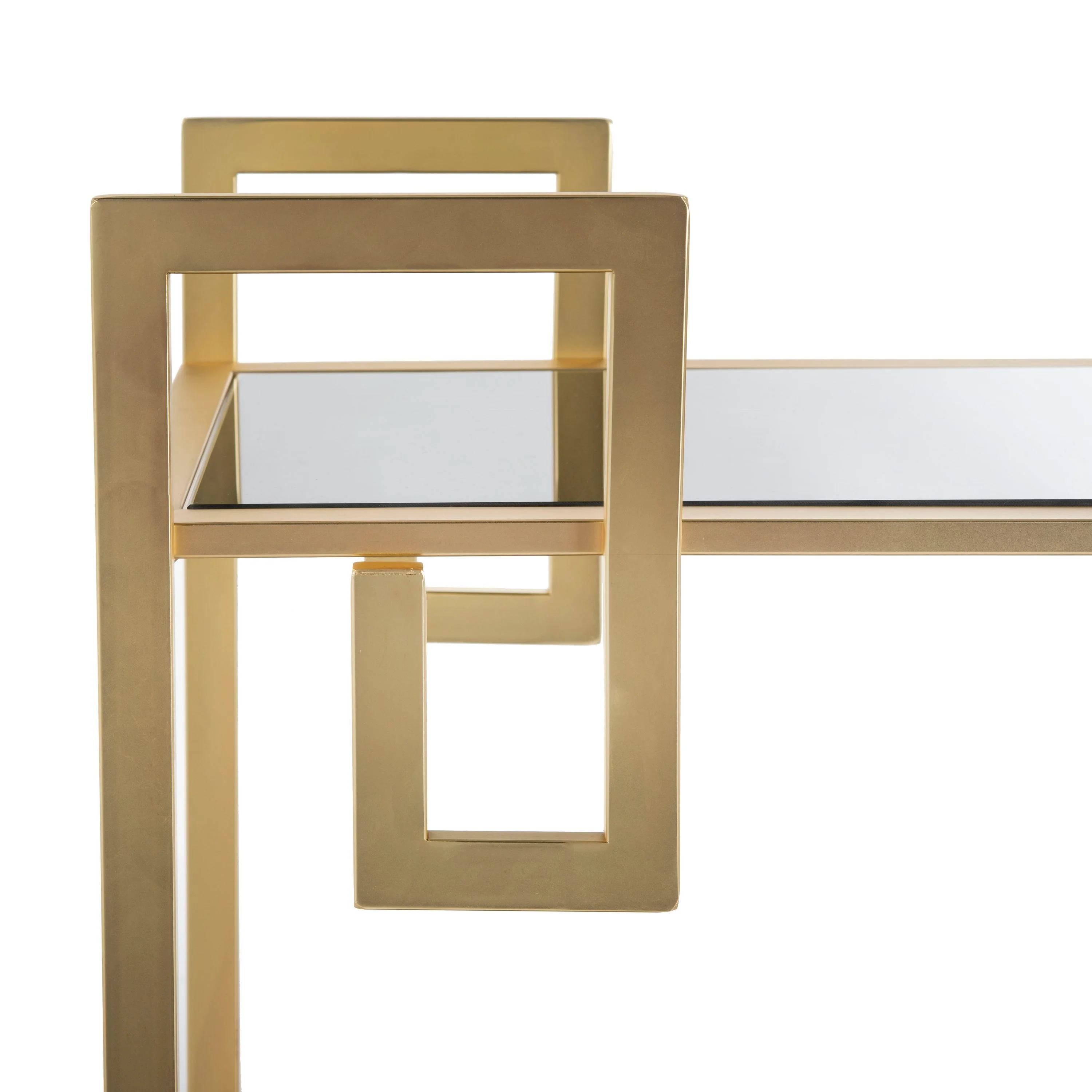 Safavieh Eliza Gold Metal Base with Black Glass Rolling Kitchen Cart (31.3-in x 16-in x 33-in) - Image 5
