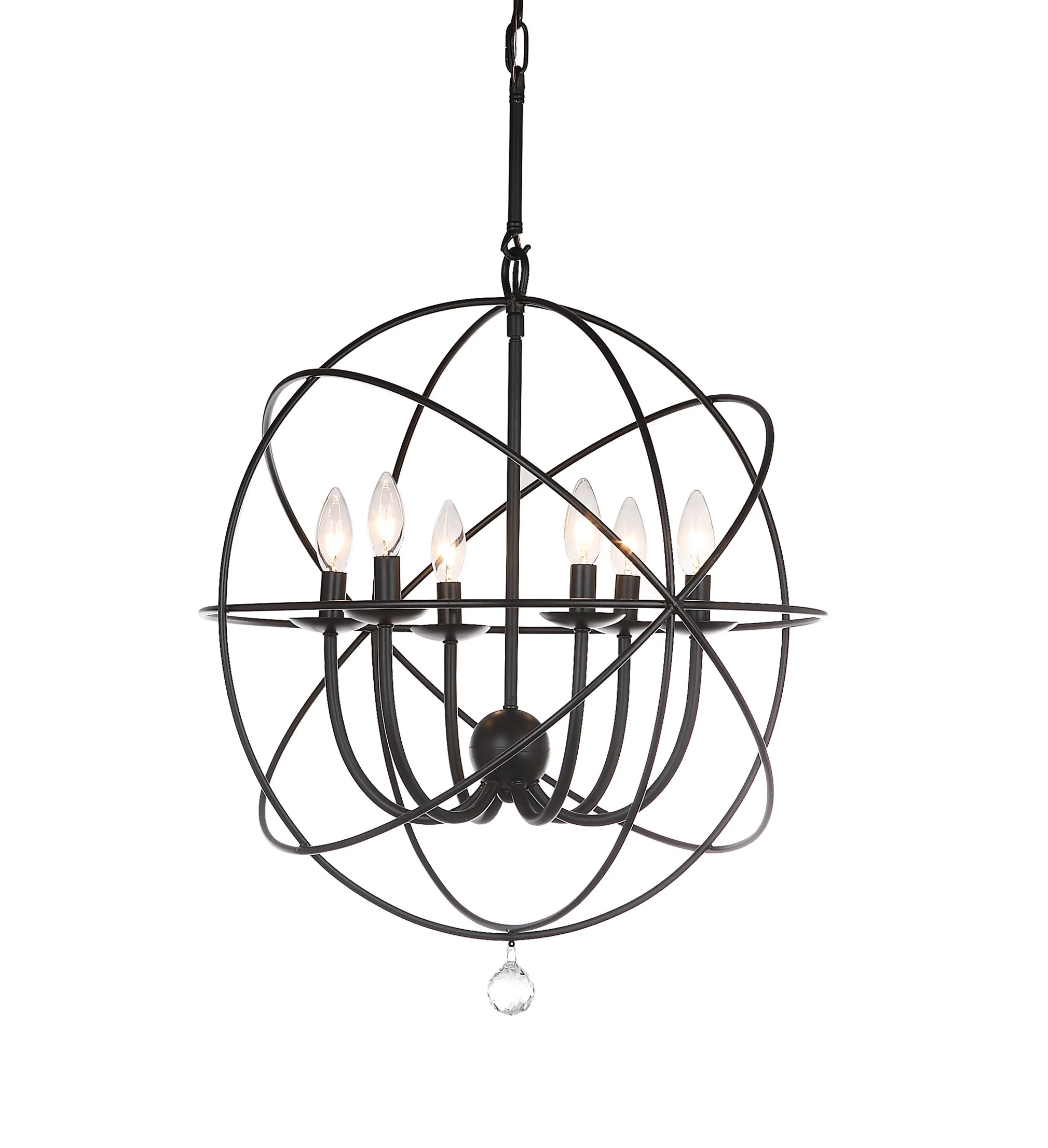 Safavieh Evie 6-Light Black Modern/Contemporary Cage Chandelier, 22-in Diameter